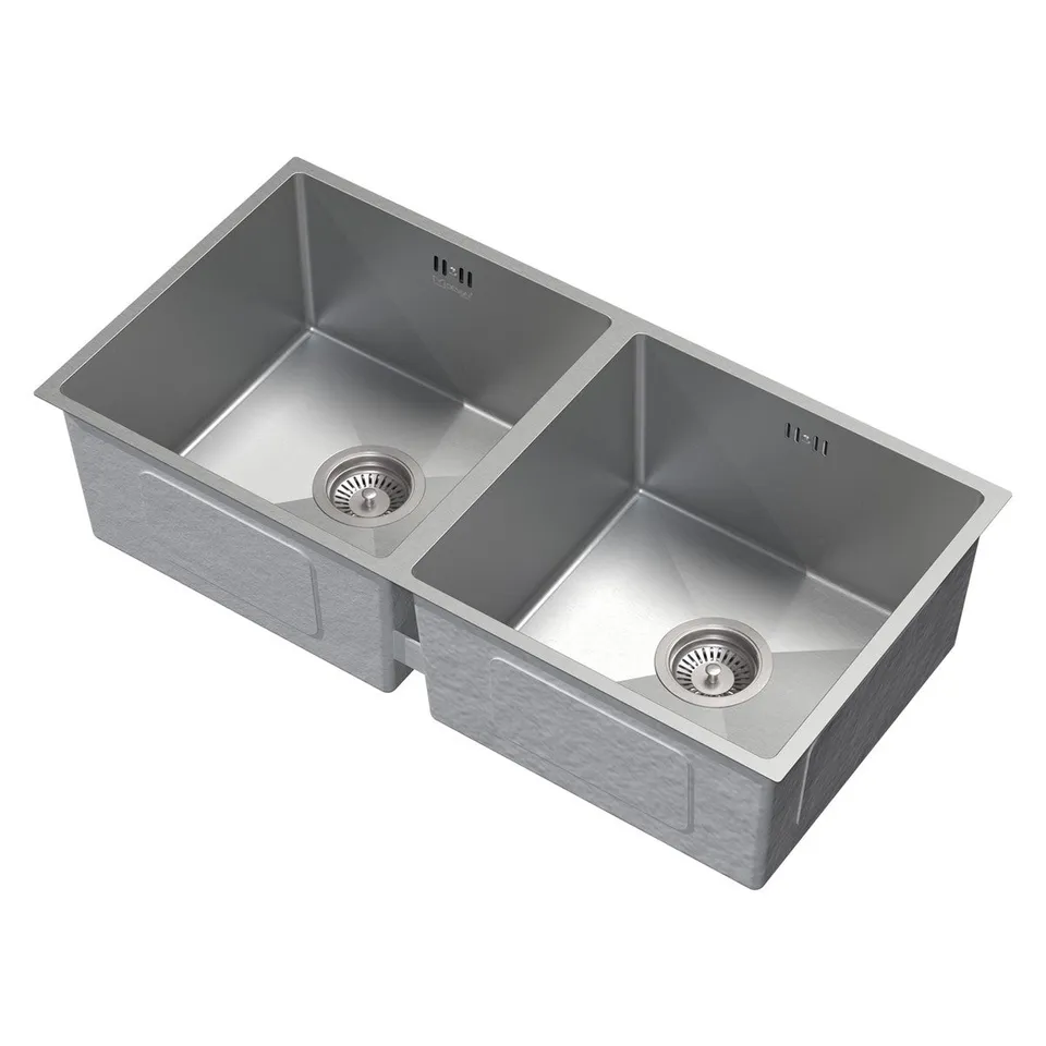 ECD Germany évier cuisine inox 81,5x40 double bac argent
