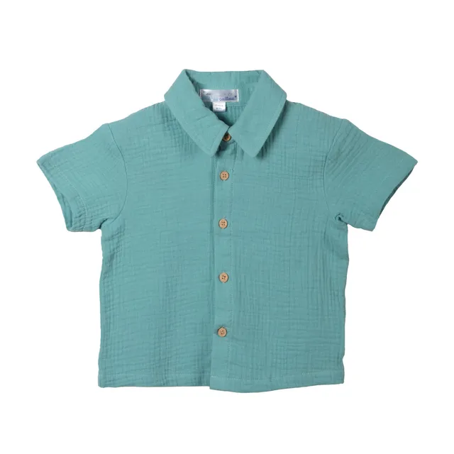 Ensemble chemisette short gaze coton Vert 12M