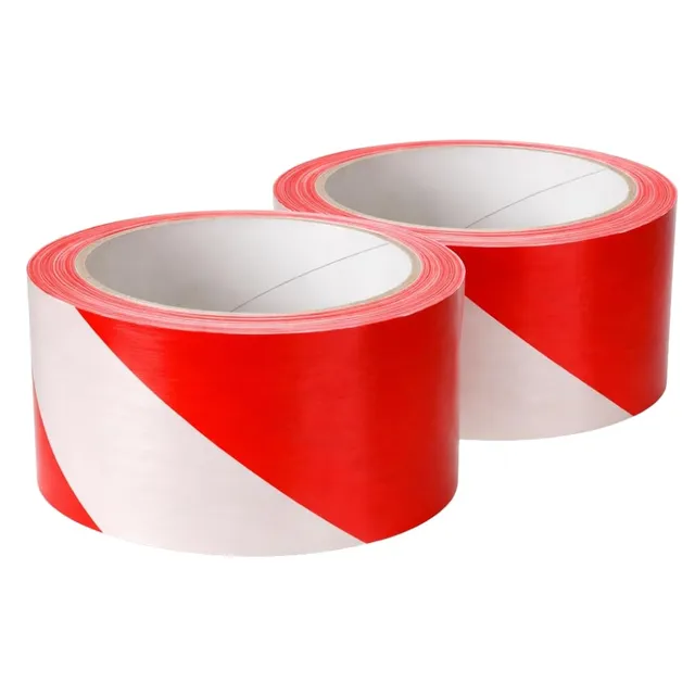 GEKO Ruban de signalisation rouge blanc 50 mm x 100 m lot de 2