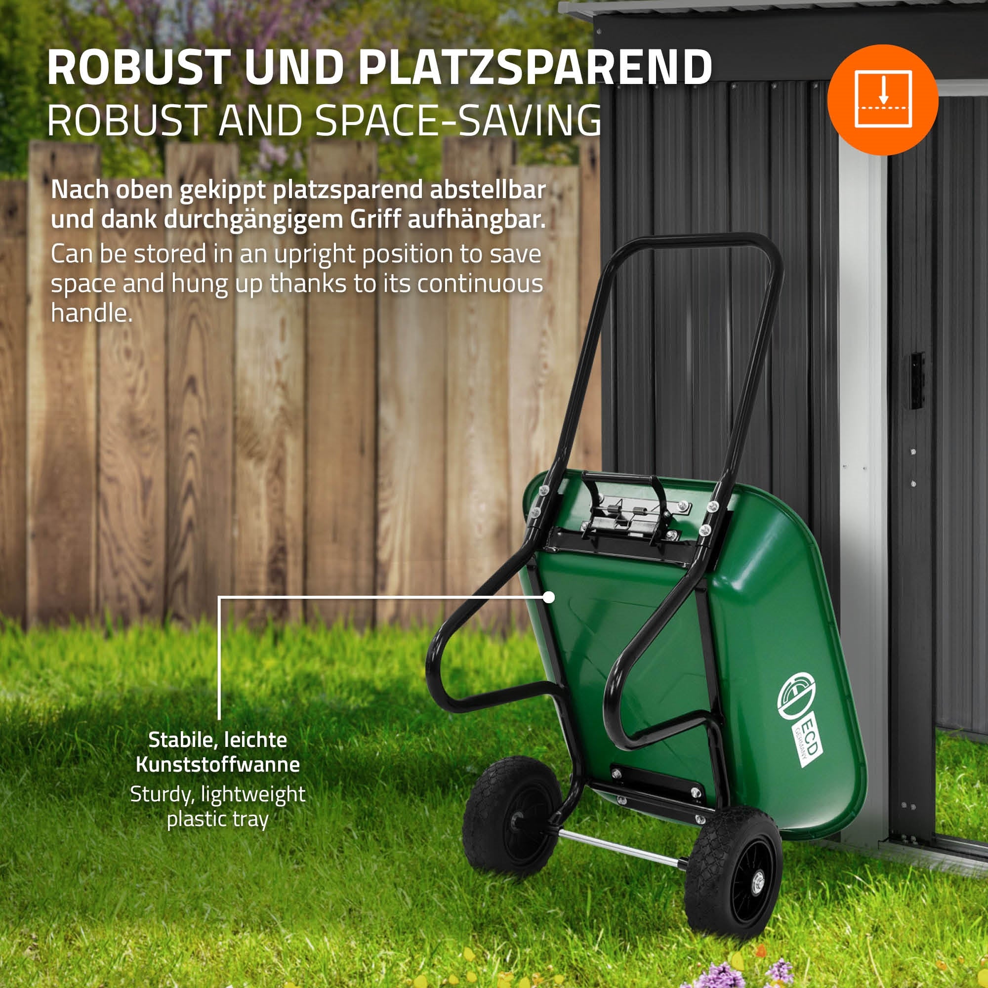 ECD Germany Garten chariot jardin 78L basculant 100 kg