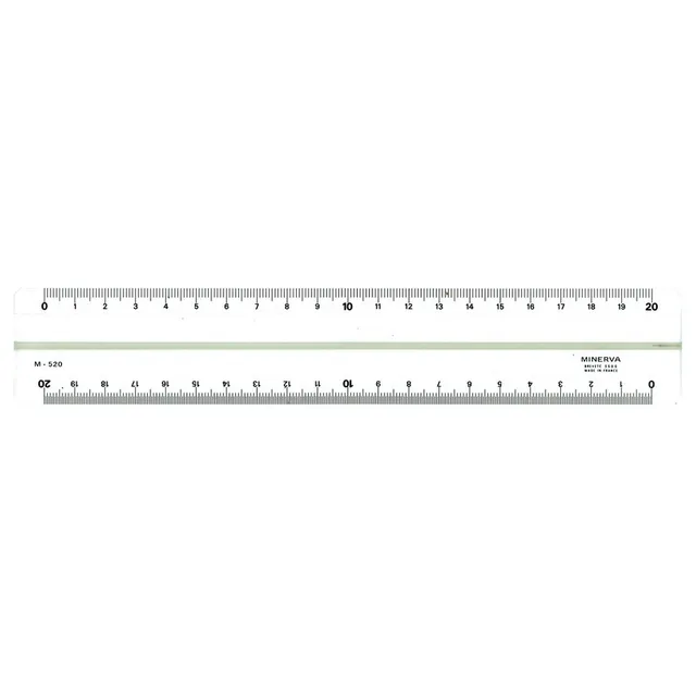 Safe Tool Fournitures de bureau Règle 2 biseaux blancs 20 cm