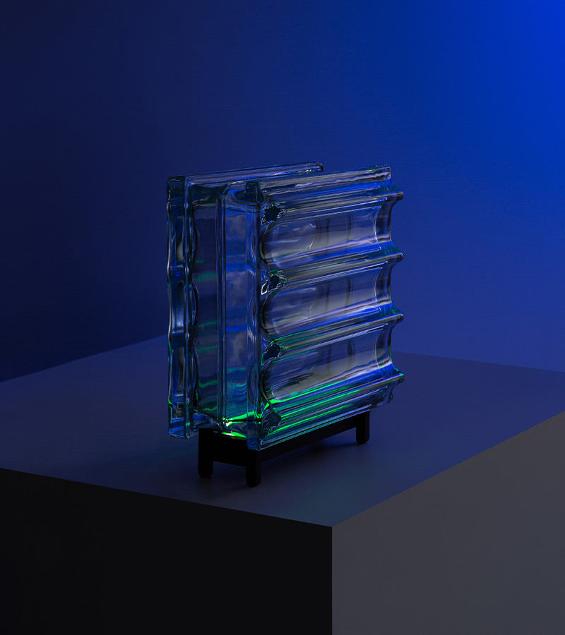 L'avant gardiste Déco lumineuse Lampe Doric Kismas bloc verre