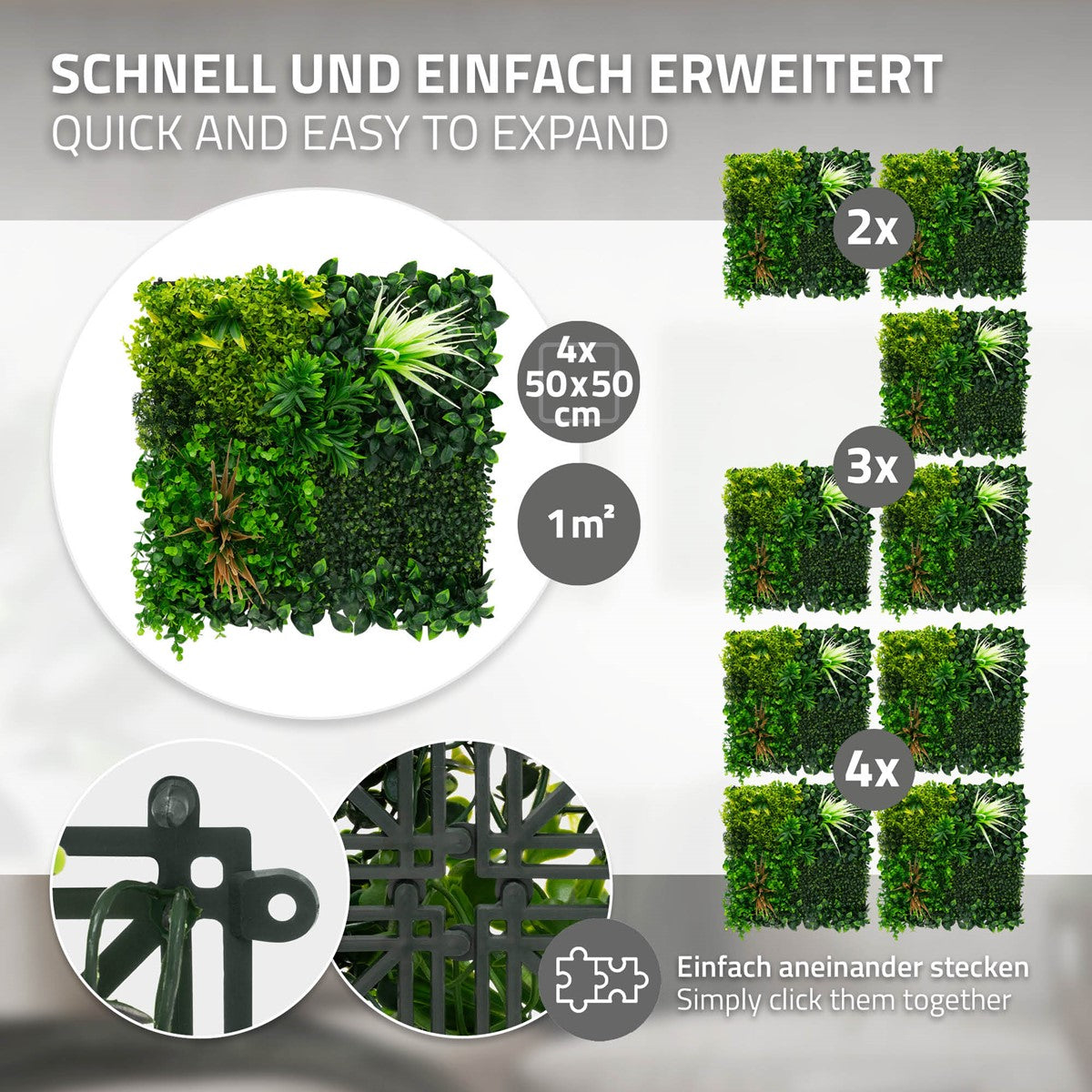ECD Germany Sunburst mur végétal vert 50x50 cm lot 4