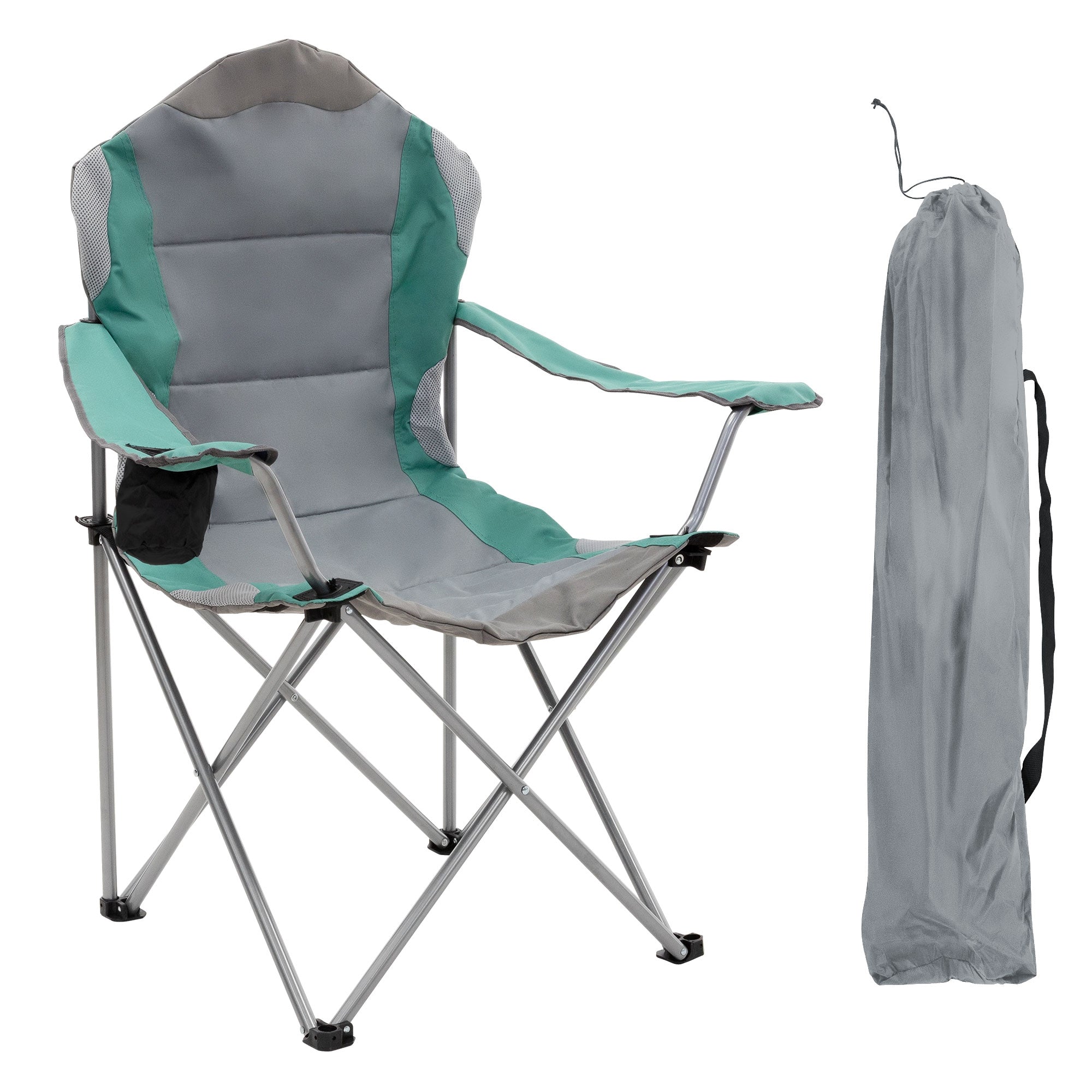 ECD Germany chaise camping turquoise pliable porte-gobelet lot 2