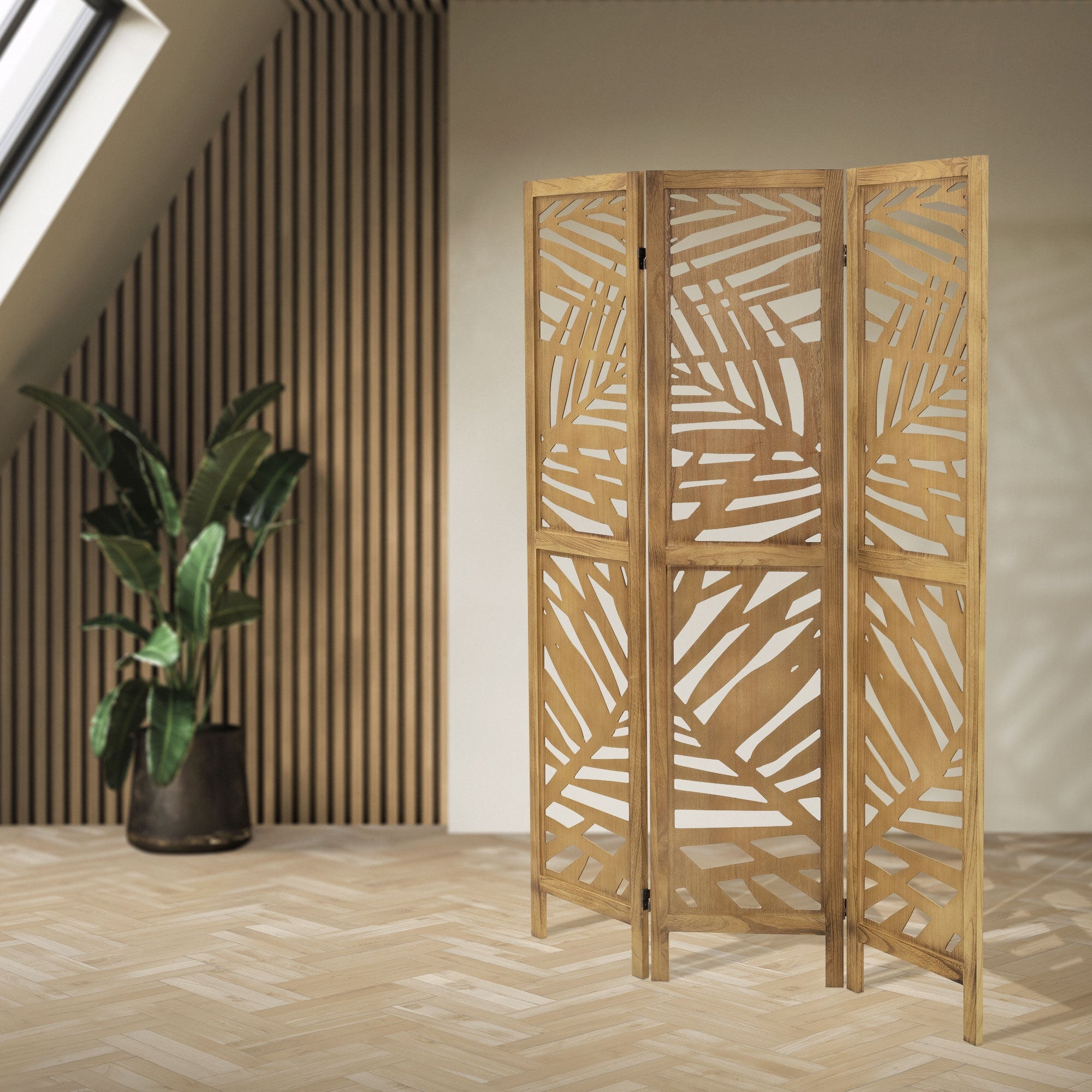 ML-Design Kyoto paravent bois 3 volets 170x121 cm marron