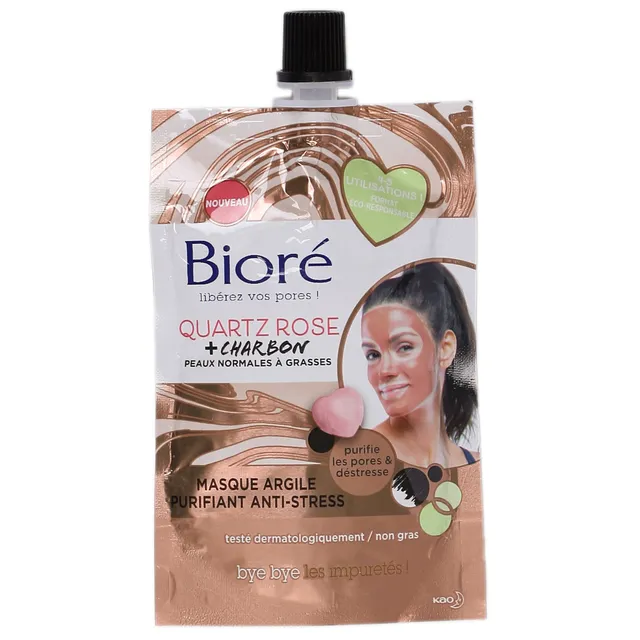 Masque argile purifiant quartz rose charbon anti-stress visage
