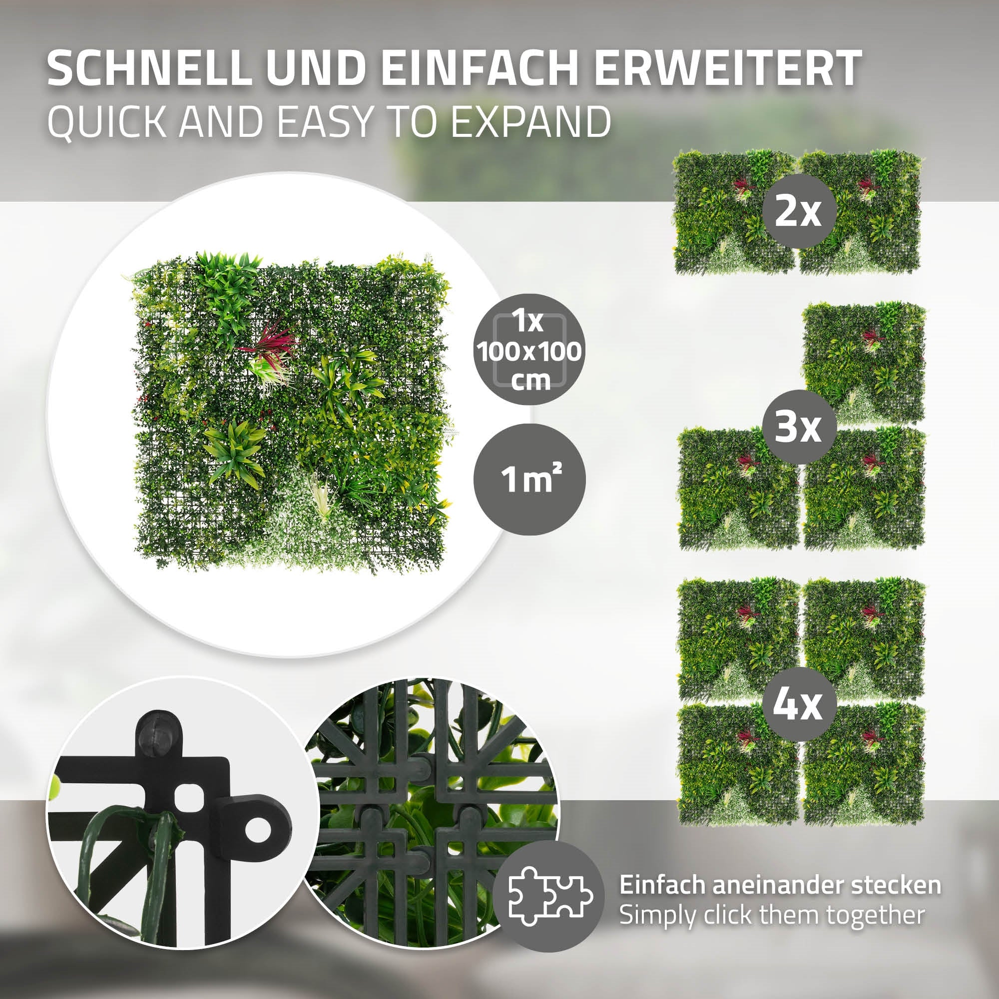 ECD Germany Haus panneau végétal 100x100cm Jungle Mix UV