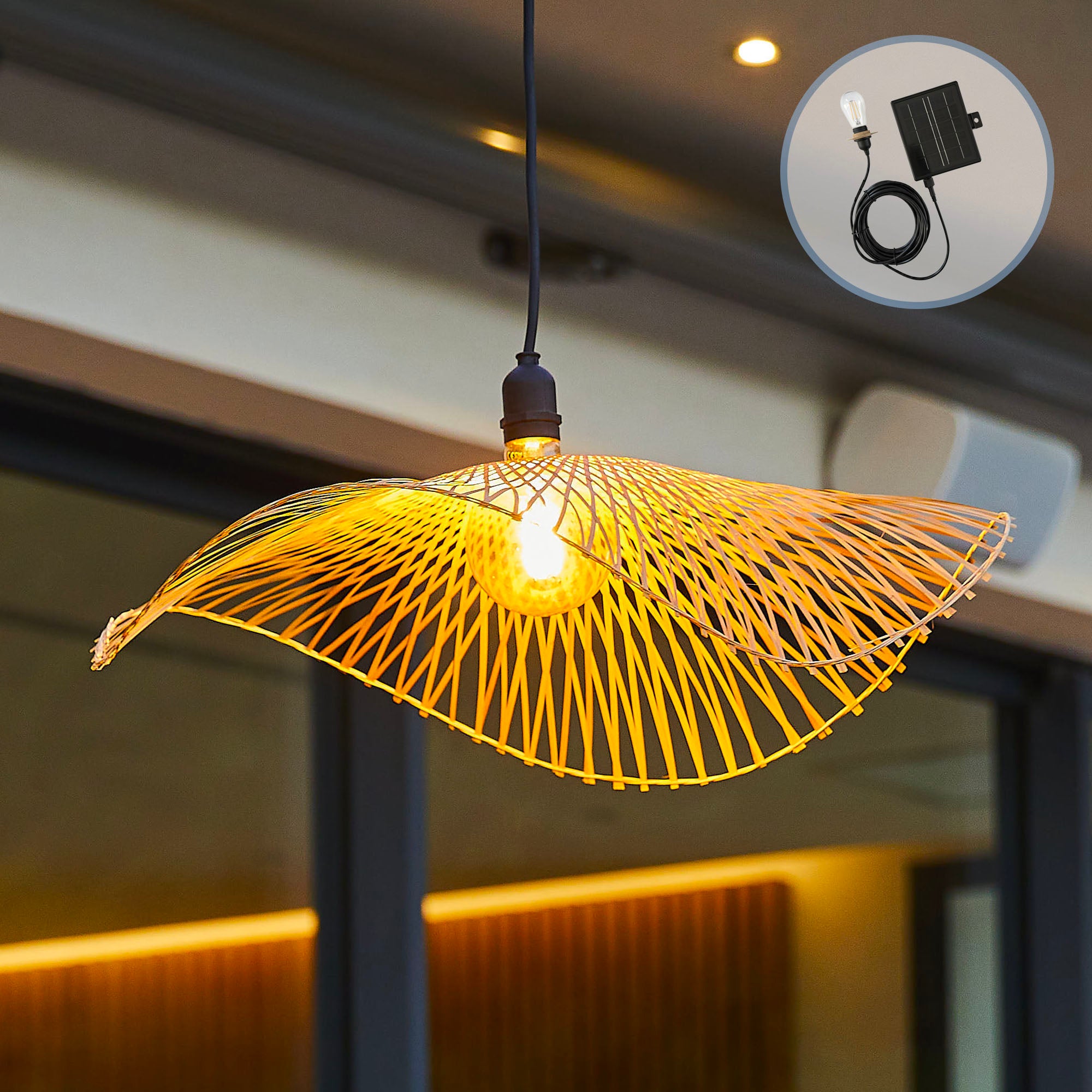 Red Deco Laia Solar suspension solaire bambou 55 cm 600 lm