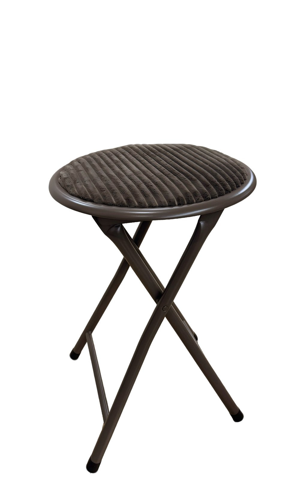 Stokomani Maison Tabouret pliable velours côtelé marron