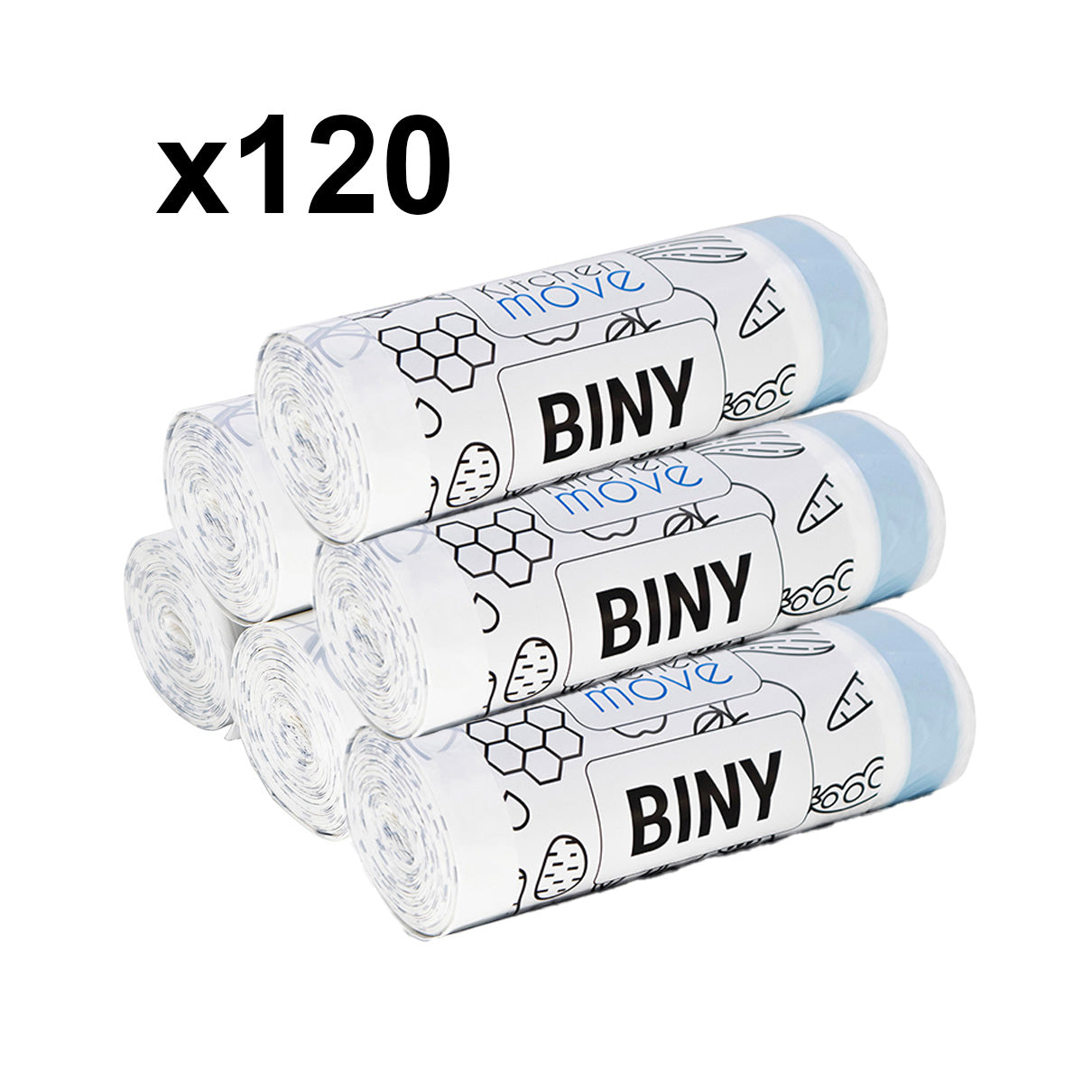 Red Deco Biny lot 120 sacs poubelle 50L blanc lien coulissant