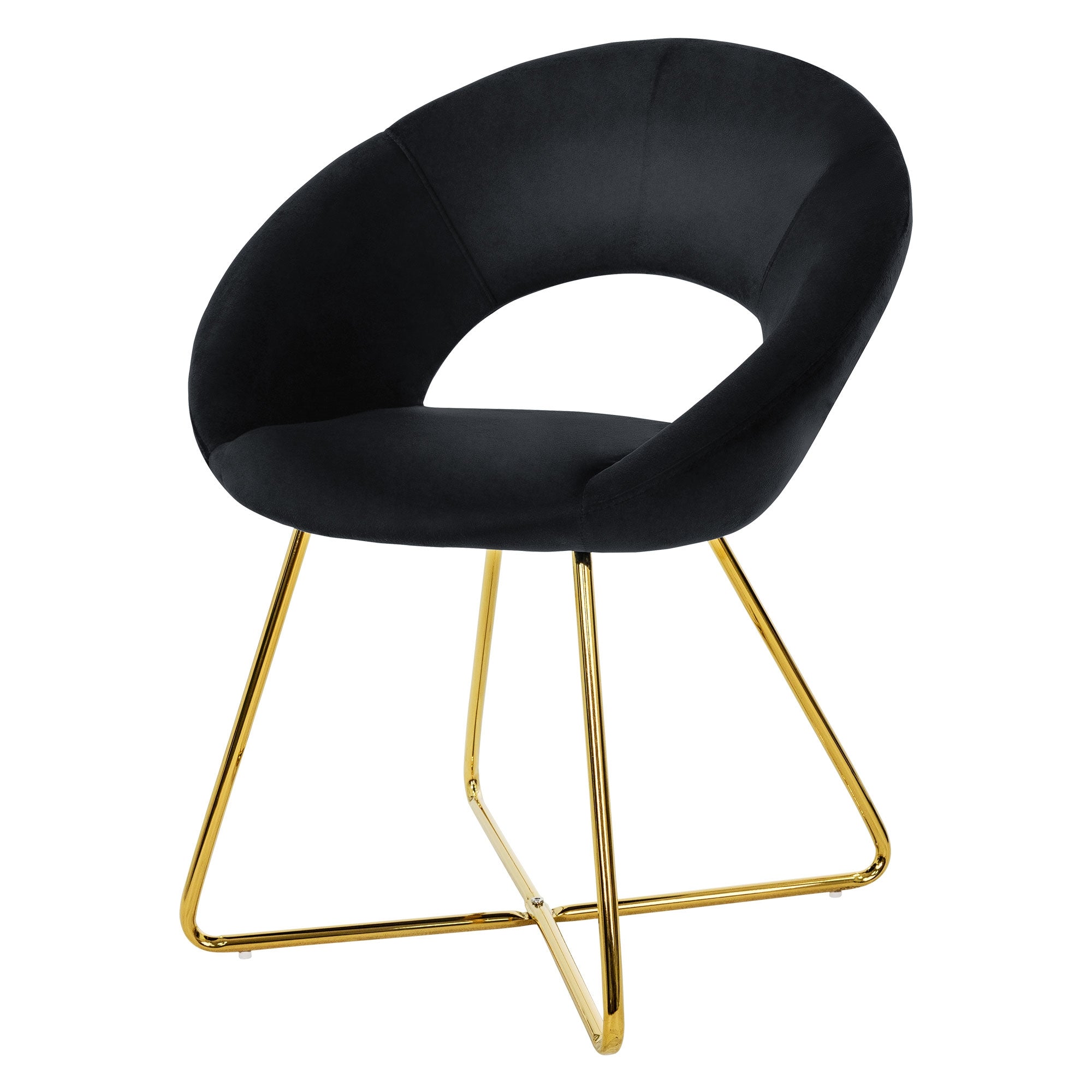 ECD Germany Möbel chaise velours dossier rond pied doré bleu