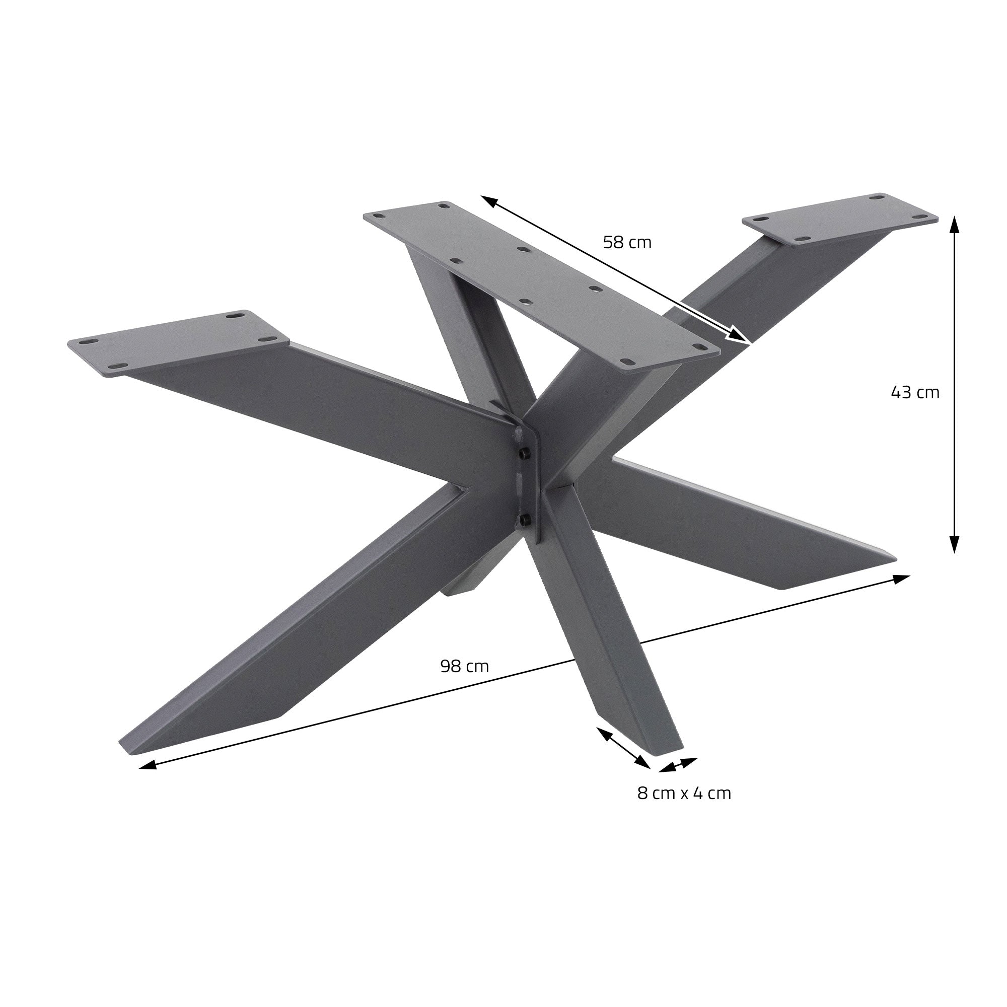 ML-Design Pieds de table X-Design 98x58x43 cm anthracite