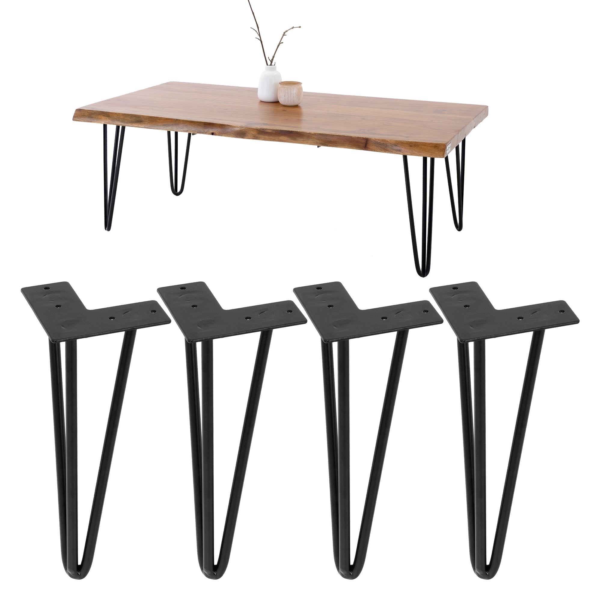 ECD Germany Möbel ML-Design pieds de table noir 71 cm acier