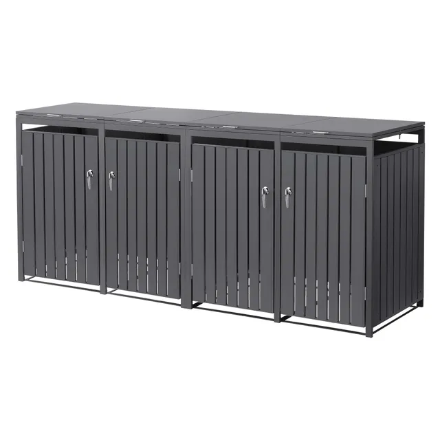 ECD Germany Garten cache poubelle acier anthracite 4x240L