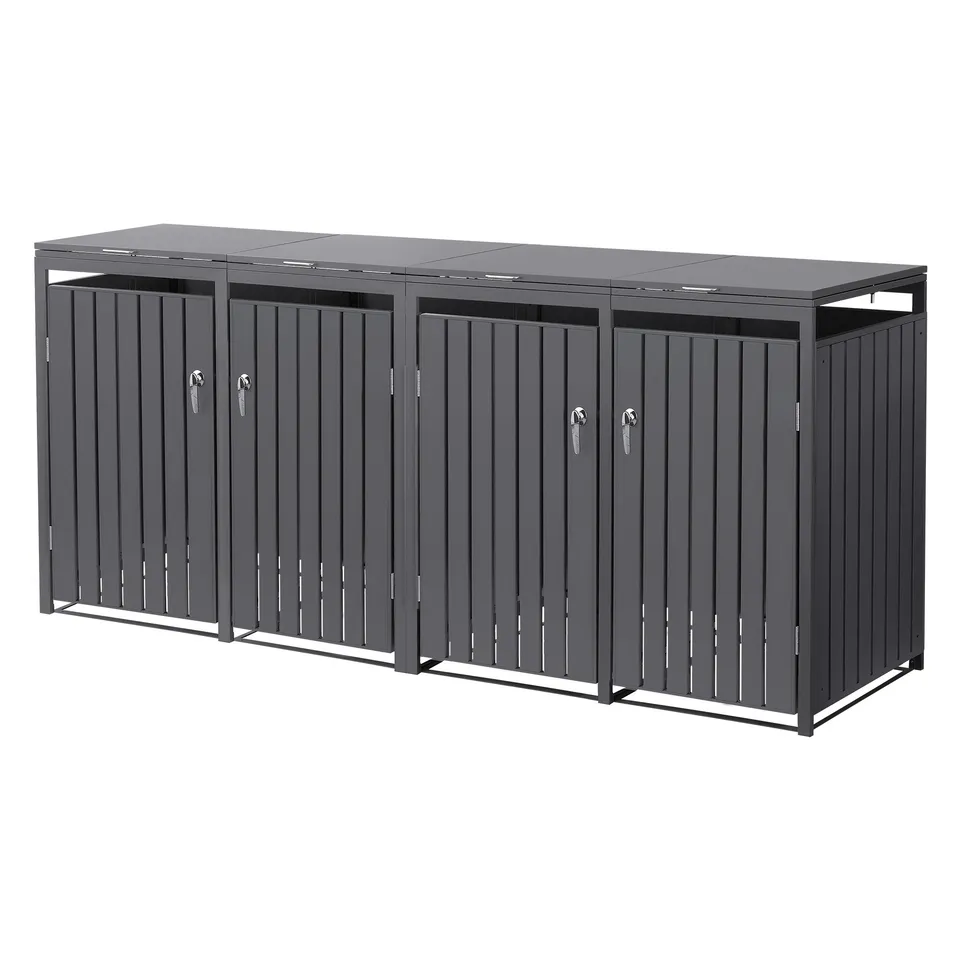ECD Germany Garten cache poubelle acier anthracite 4x240L