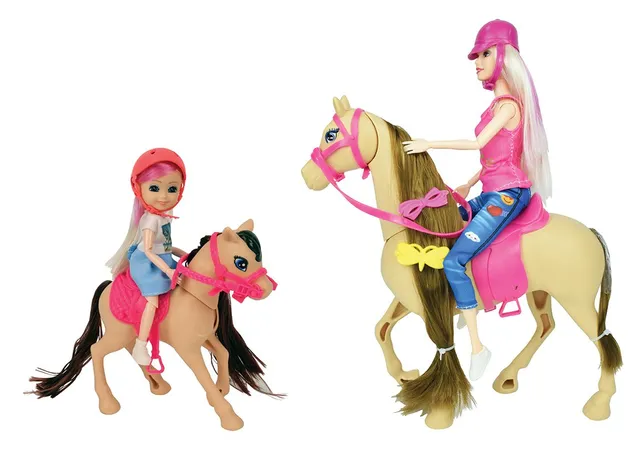 Stokomani Poupée Maman et Fille à Cheval jouet