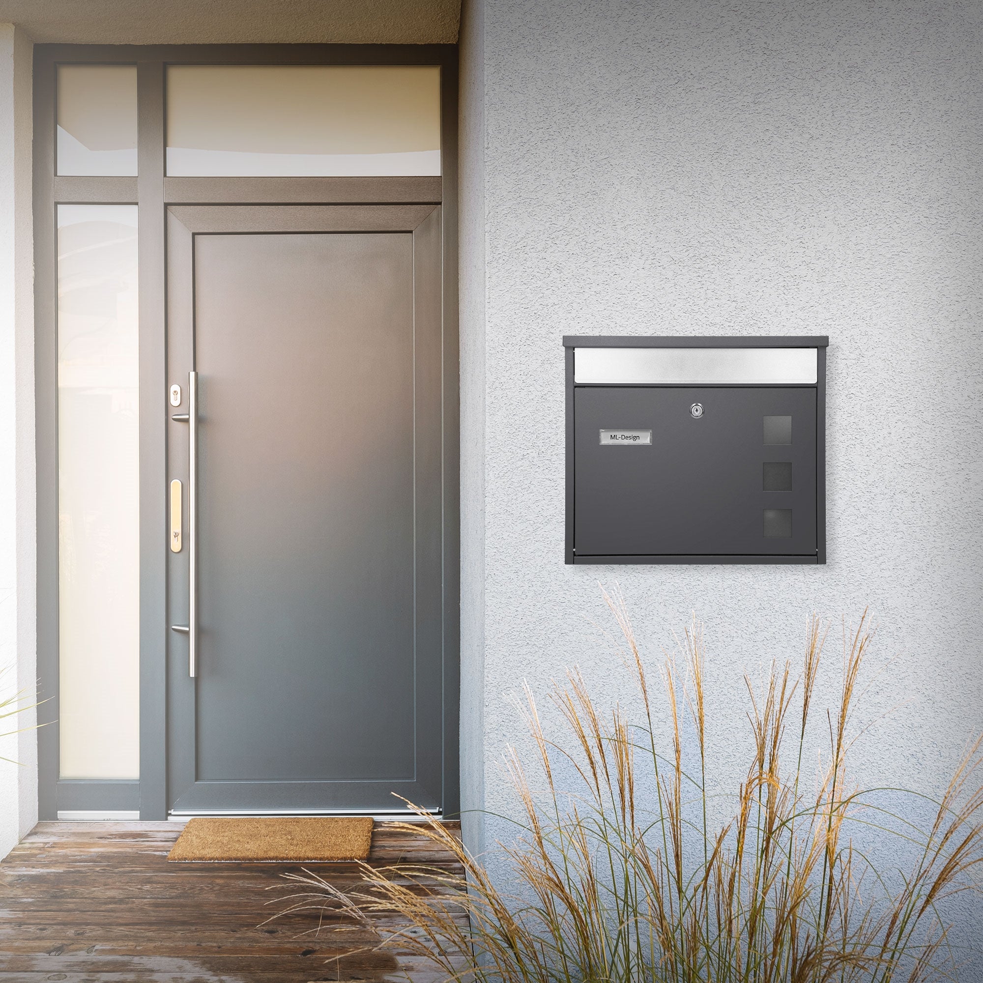 ECD Germany ML-Design boîte aux lettres anthracite 36 cm inox