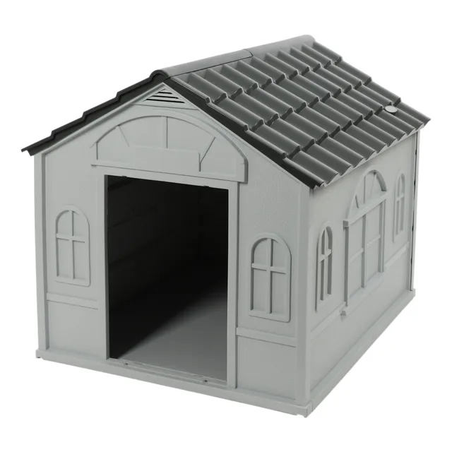 Niche extérieur animaux plastique grise chien jardin