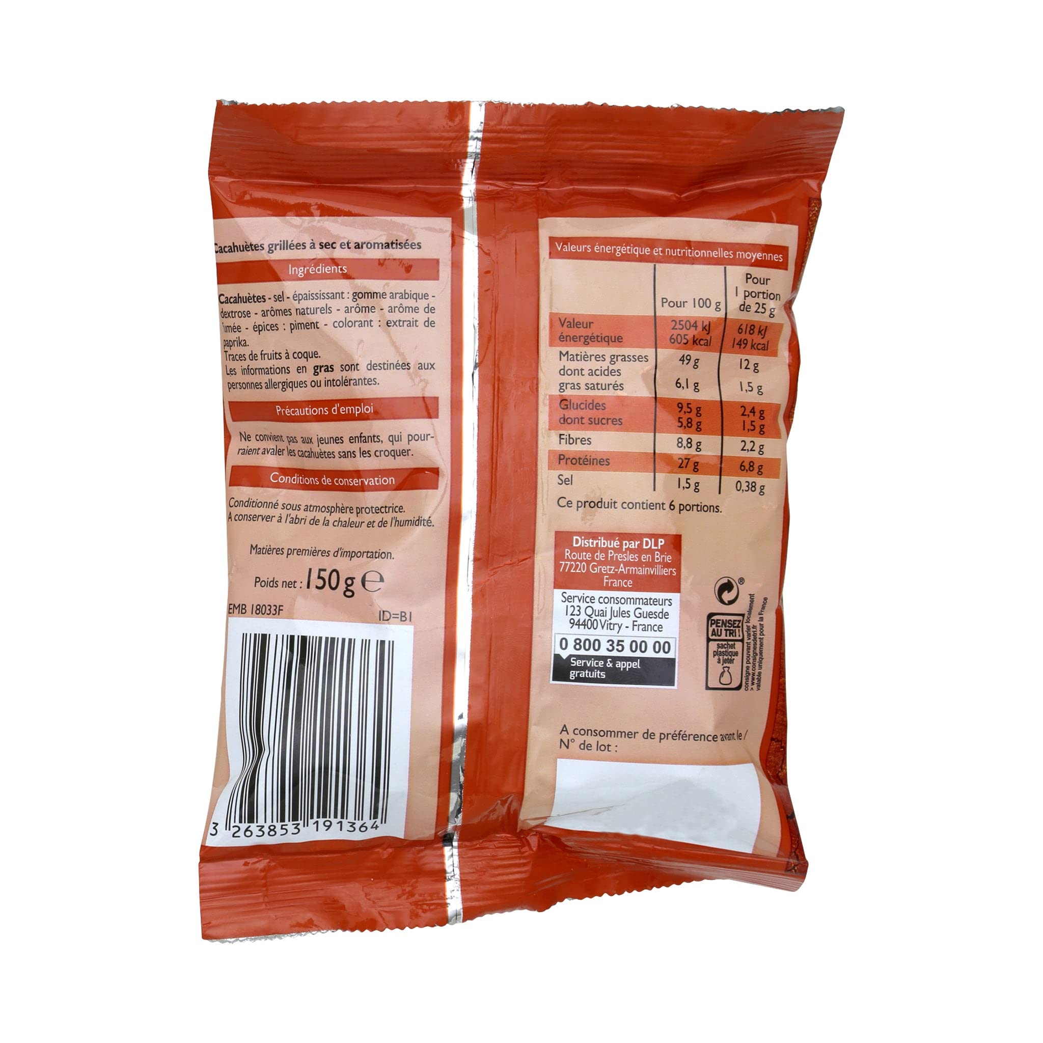 Leader Price Cacahuètes grillées à sec aromatisées 150g