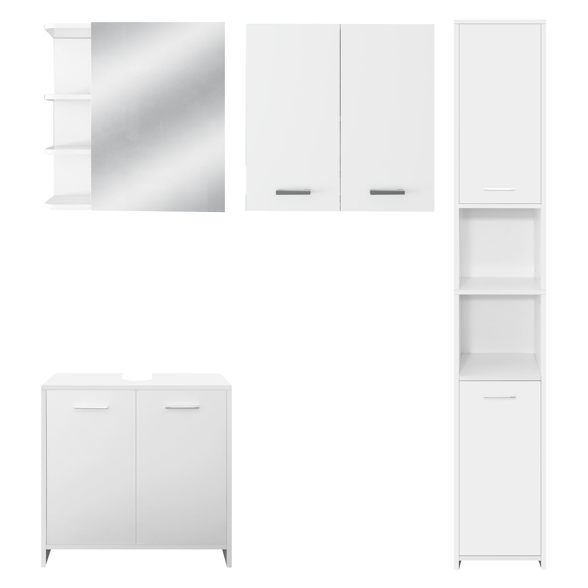 ECD Germany Möbel set 4 pièces meuble salle de bain blanc