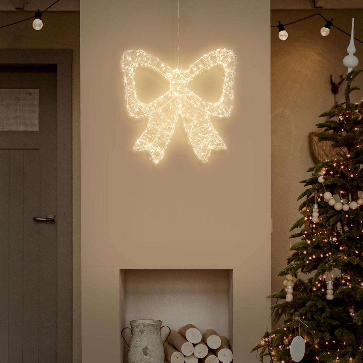 ECD Germany nœud LED 46 cm blanc chaud 720 LED avec timer