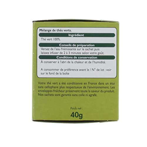 Leader Price thé vert 40g petit-déjeuner