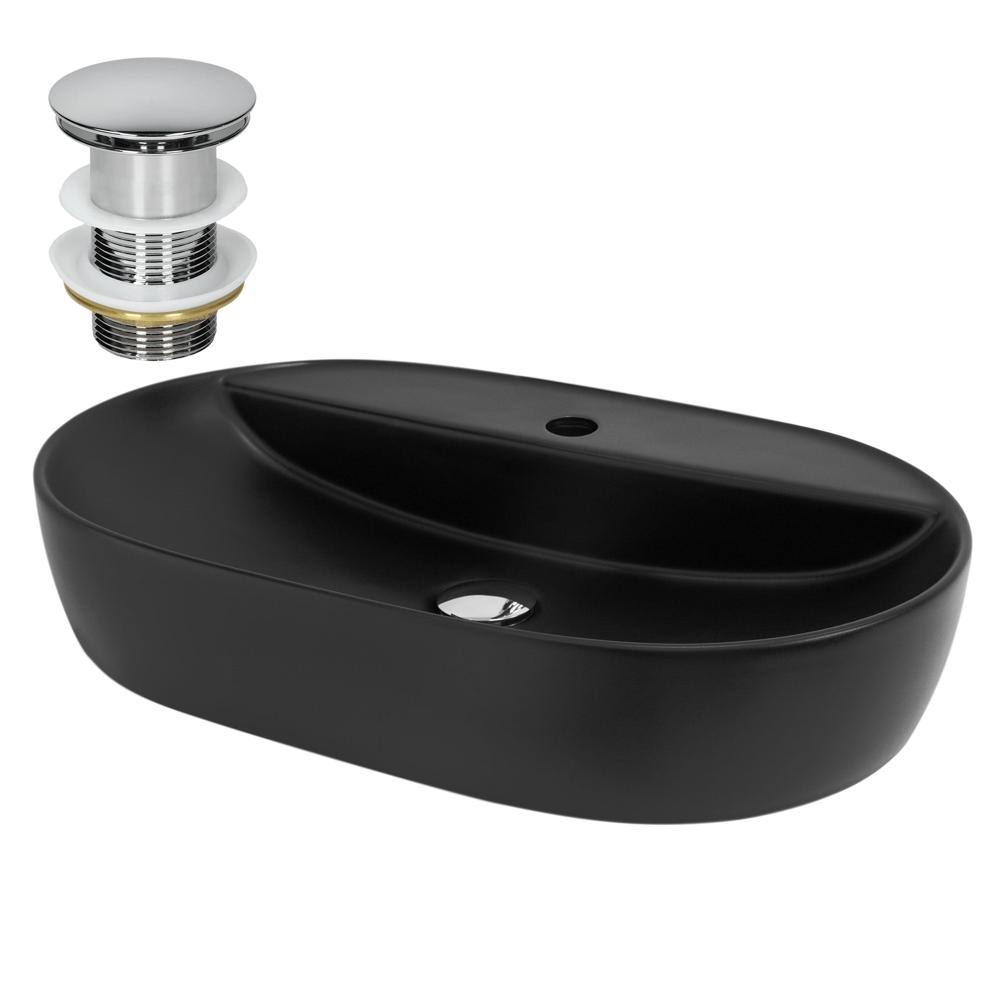 LuxeBath vasque ovale 600x400 mm blanc céramique à poser