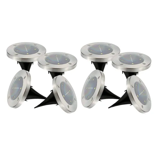 Red Deco Decky spots solaires x8 inox rond LED blanc 12cm