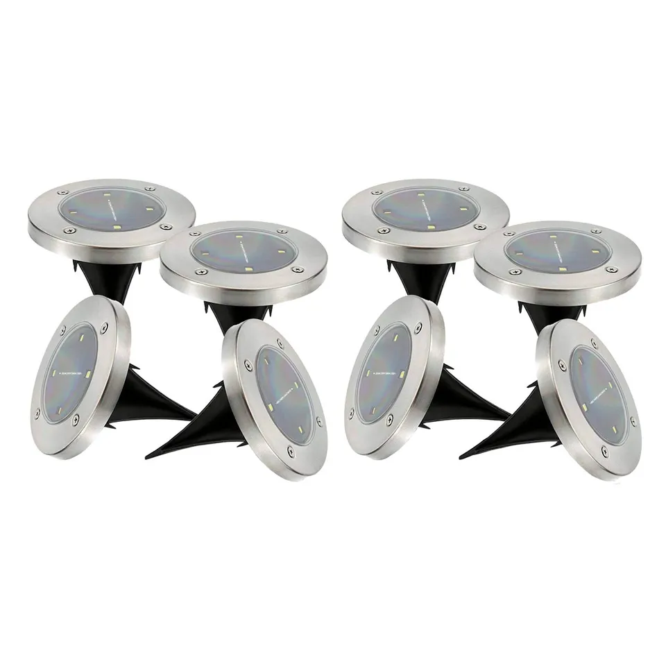 Red Deco Decky spots solaires x8 inox rond LED blanc 12cm