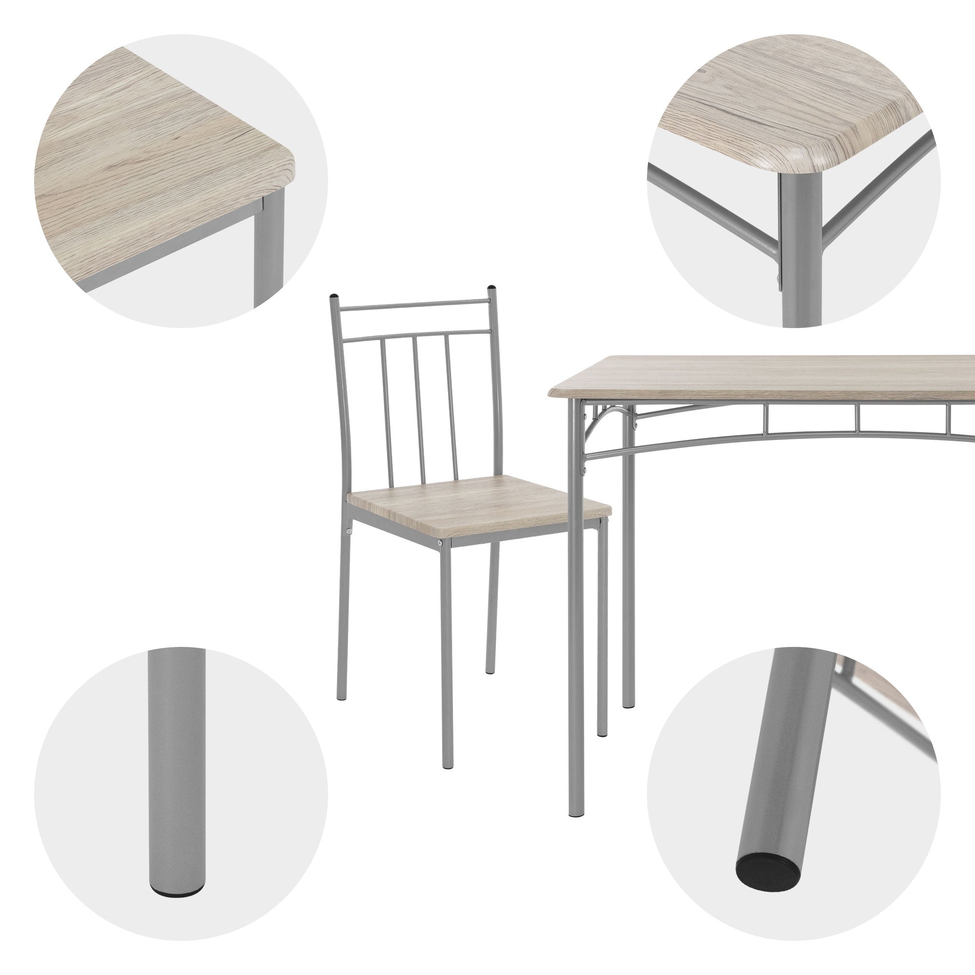 ECD Germany ML-Design ensemble repas 5 pièces chêne clair