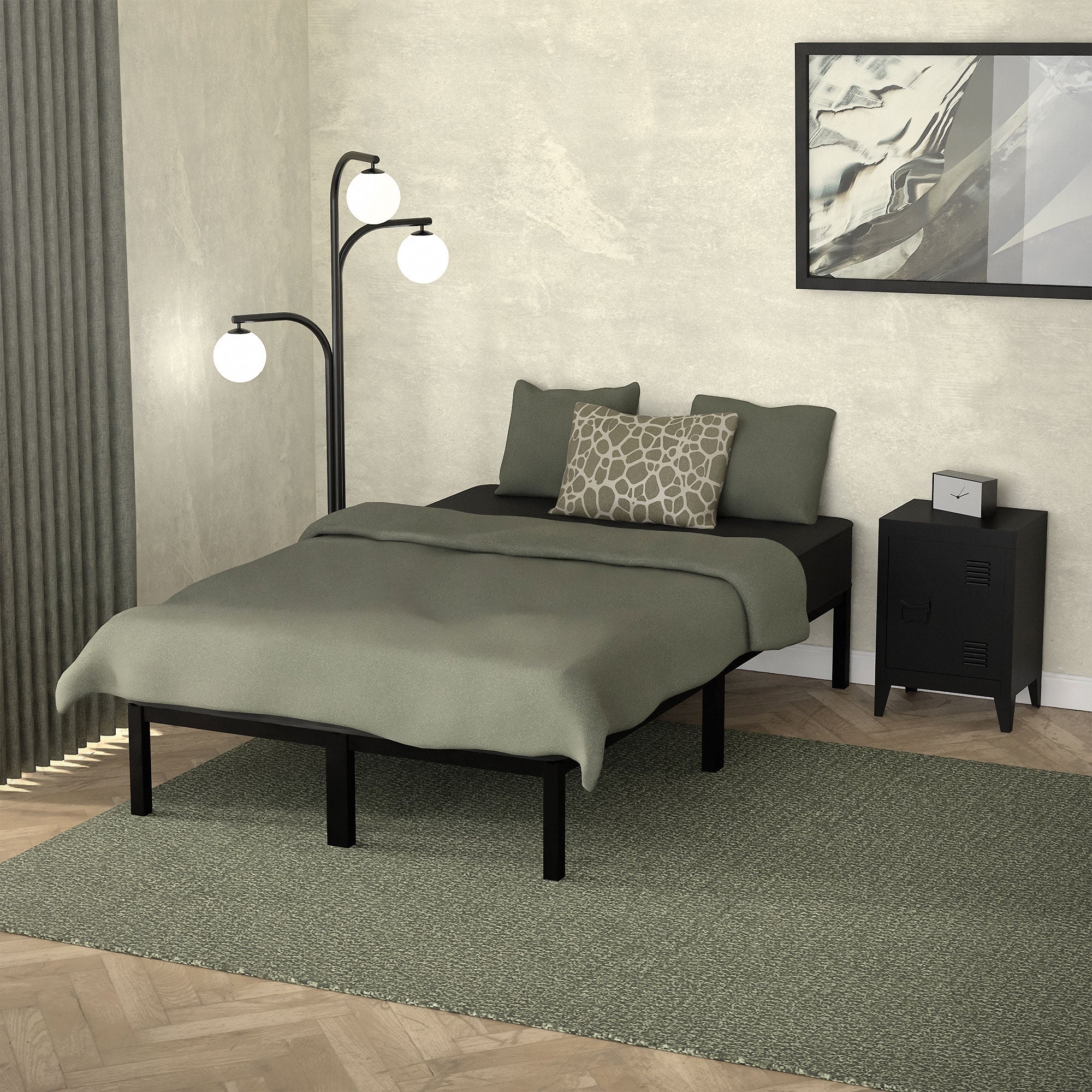 ECD Germany Möbel Cadre de lit métal noir 120x200 sommier inclus