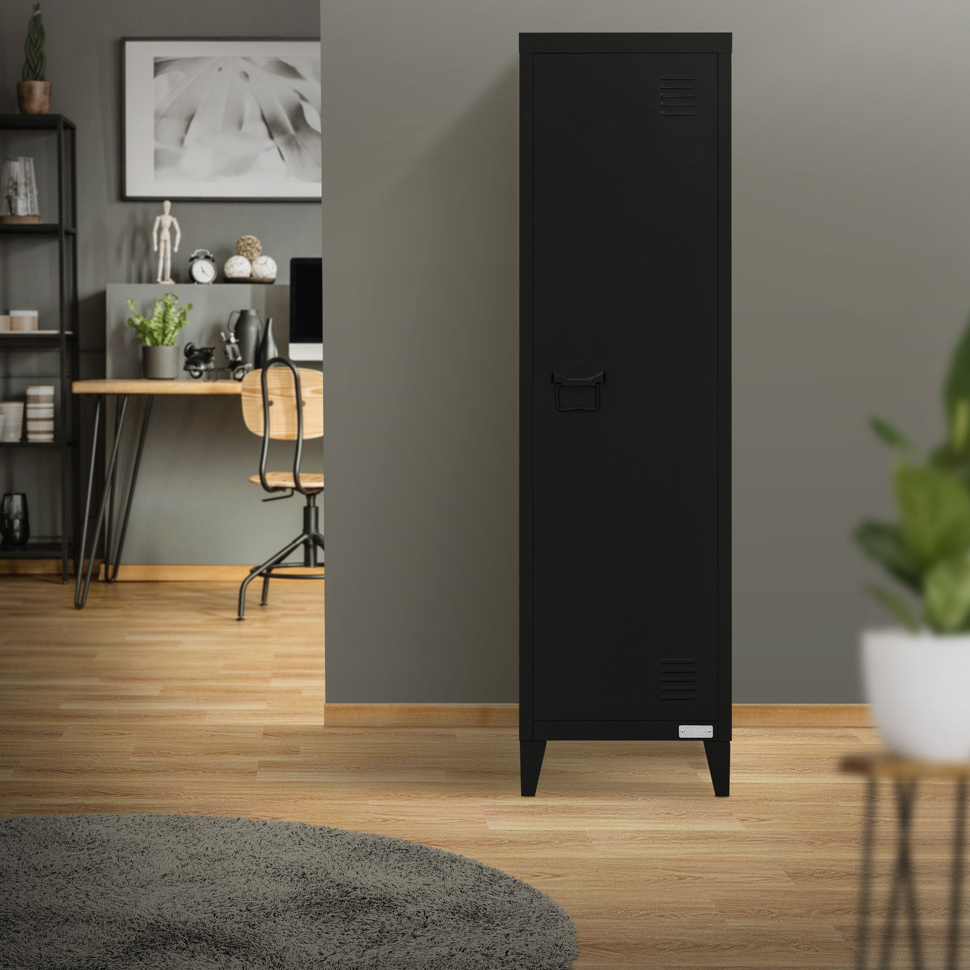 ECD Germany Werkstatt armoire métallique 38x38x137,5 cm noir 1 porte