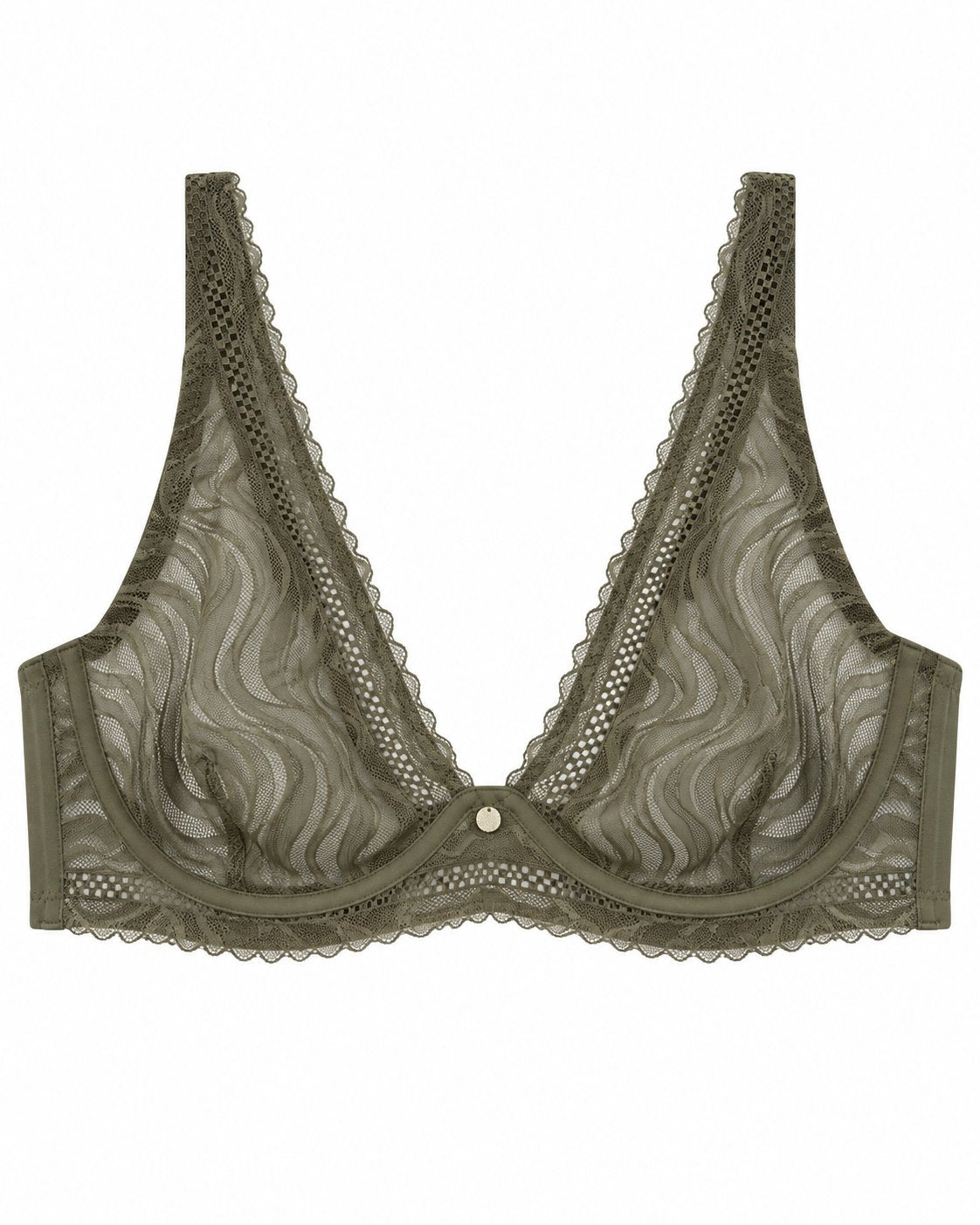 Bella Diva soutien-gorge foulard dentelle zébrée kaki