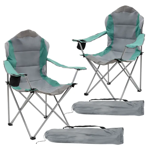 ECD Germany Sport chaise camping pliable turquoise lot de 2