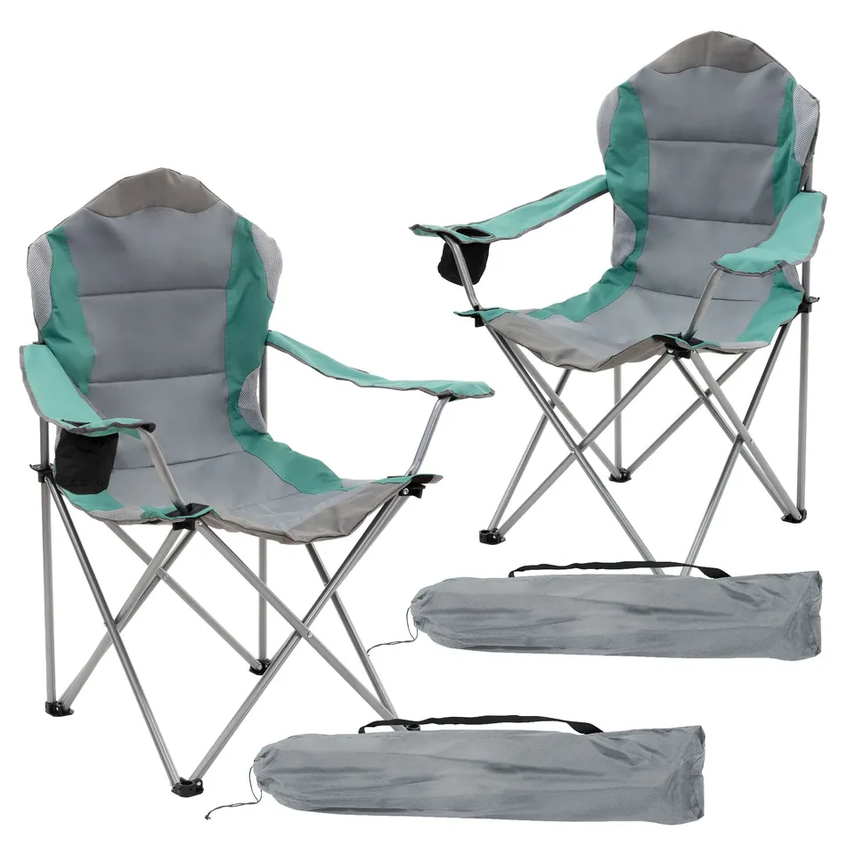 ECD Germany Sport chaise camping pliable turquoise lot de 2