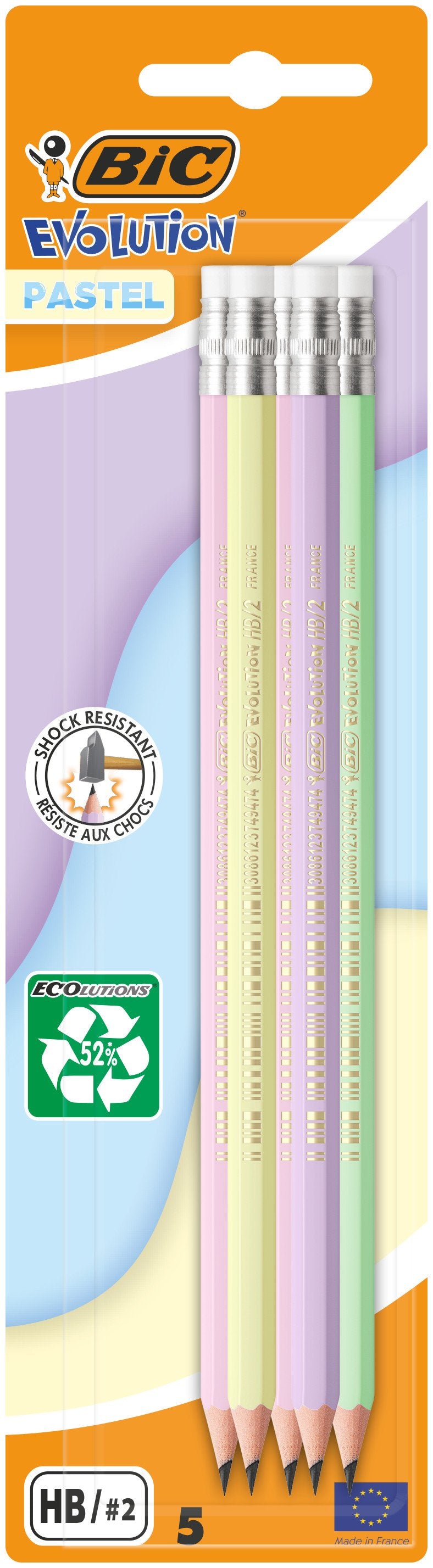 BIC crayons papier HB pastel x5 mine grise