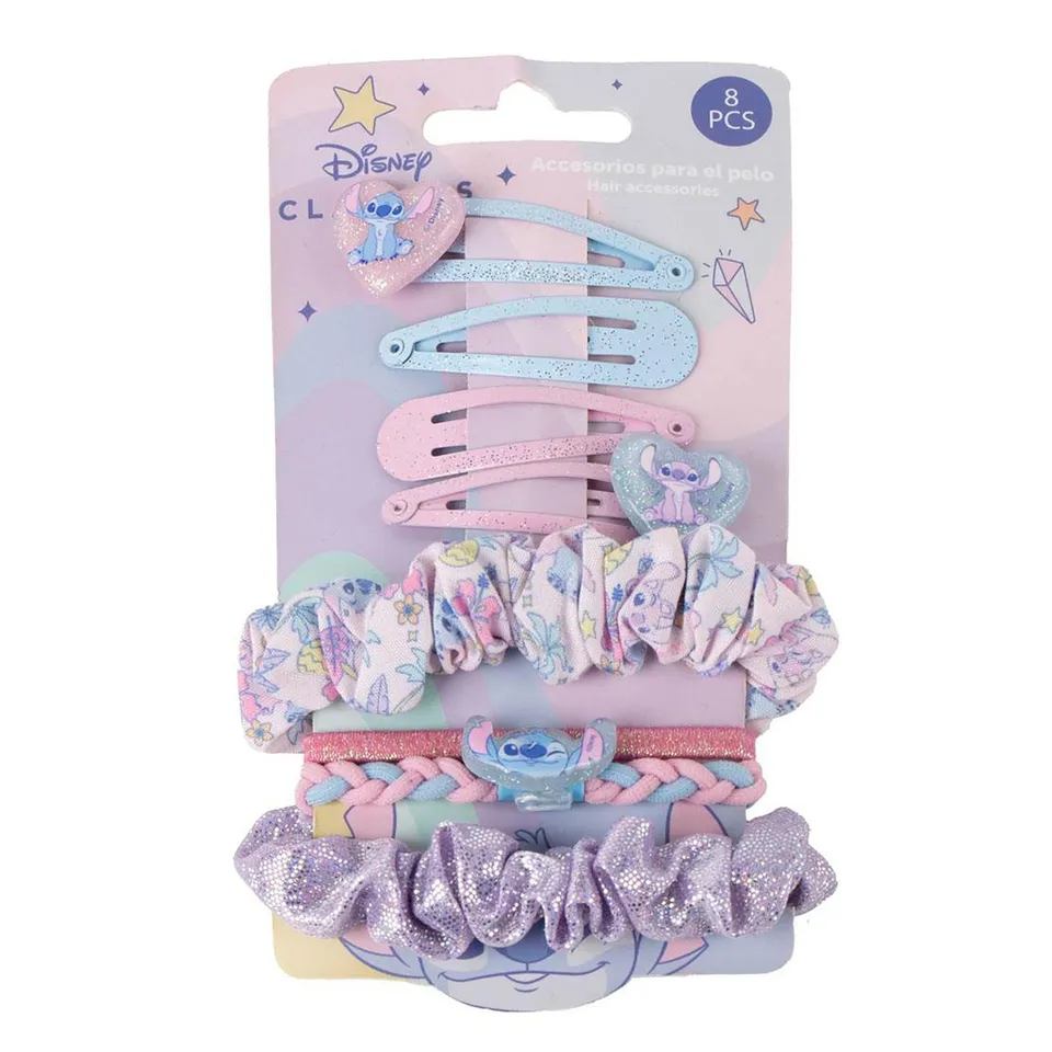 Lilo & Stitch Lot 8 Accessoires Cheveux Barrettes Chouchous