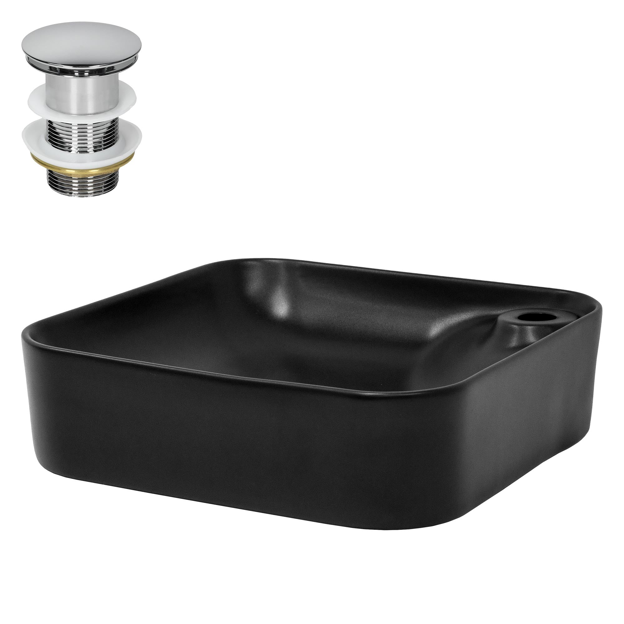 ECD Germany Sanitär vasque 43x43x12 cm noire céramique + bonde