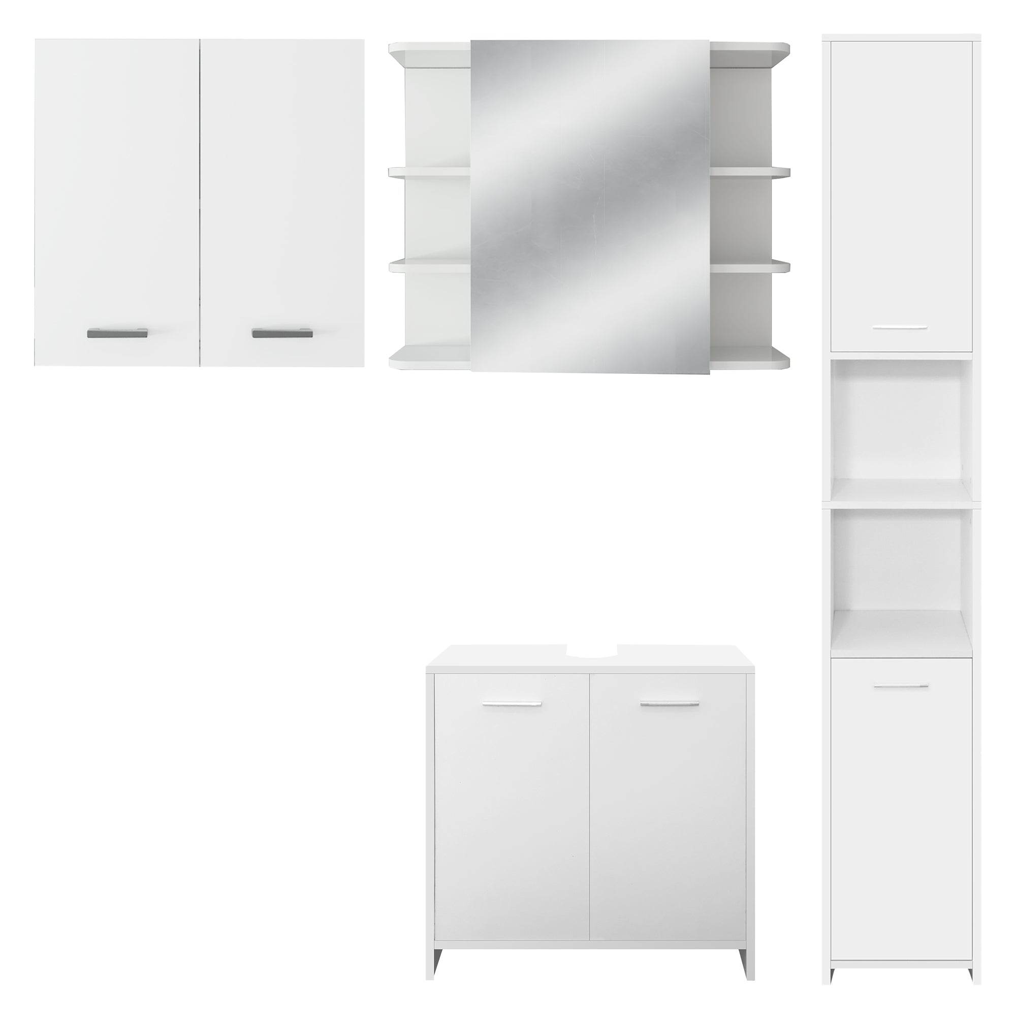 ECD Germany Möbel set 4 meubles salle de bain blanc bois