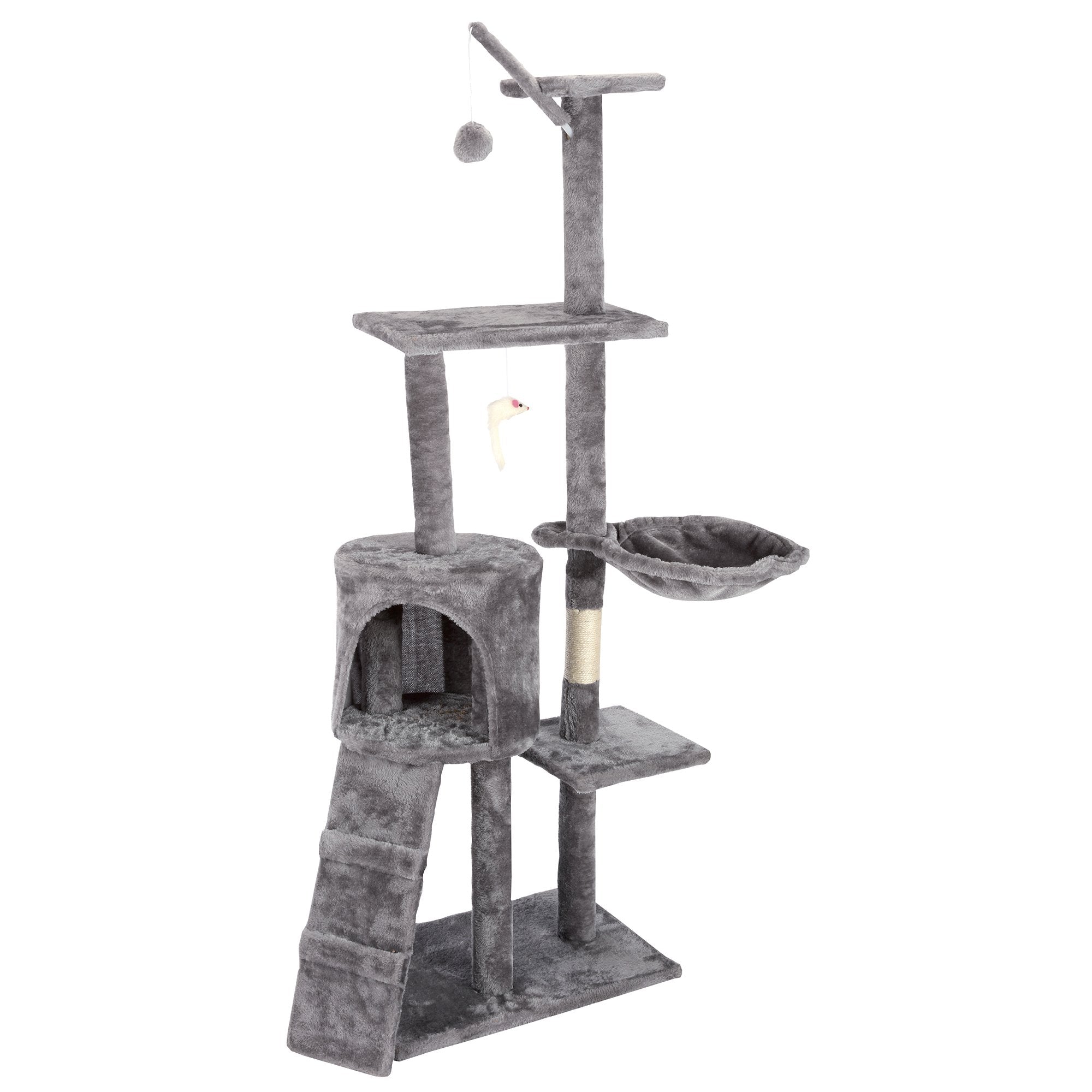 Arbre à chat gris 51x35x138 cm griffoir avec niche