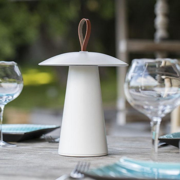 Red Deco Fungy lampe table LED cuir H29cm
