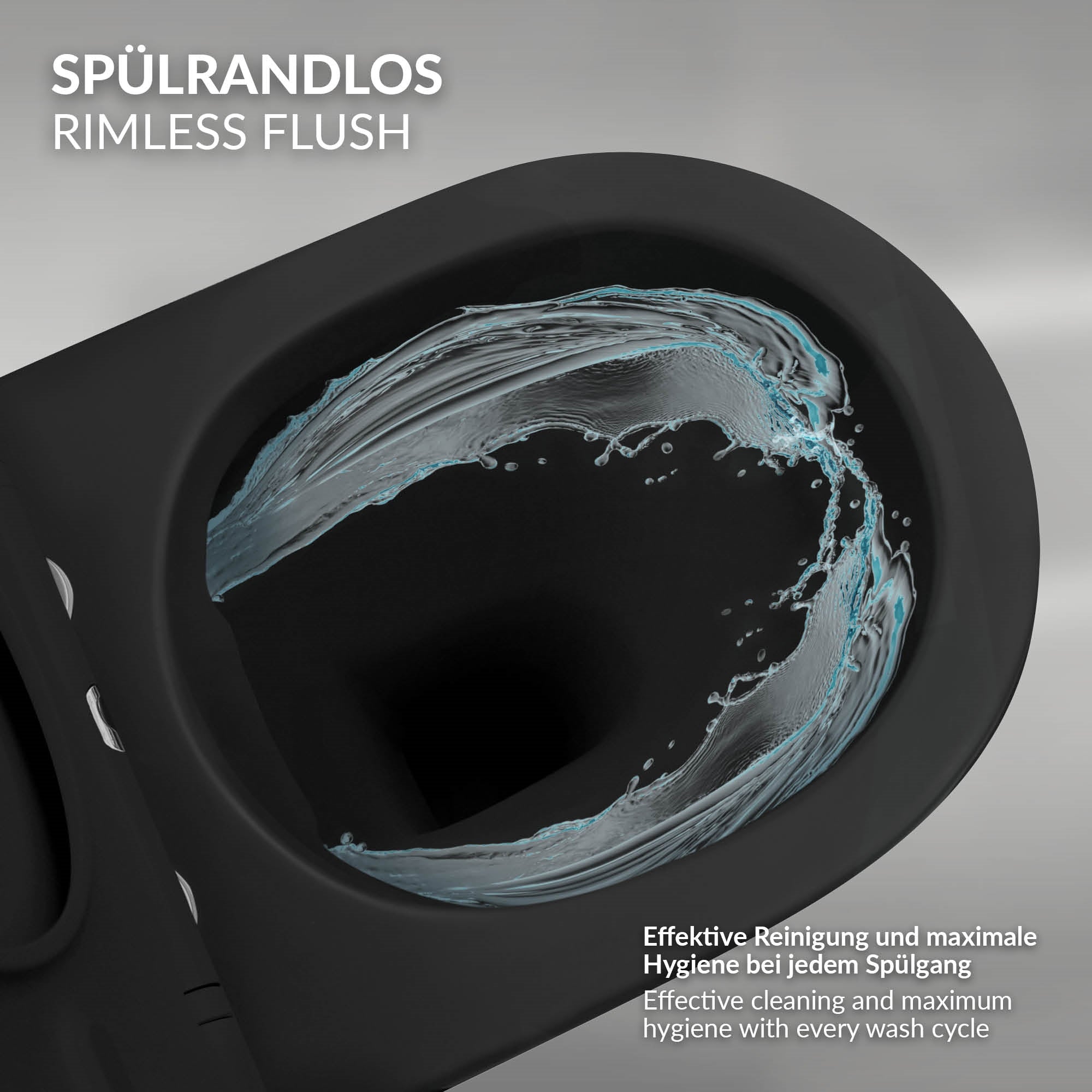 LuxeBath WC suspendu sans bride 54 cm noir mat softclose