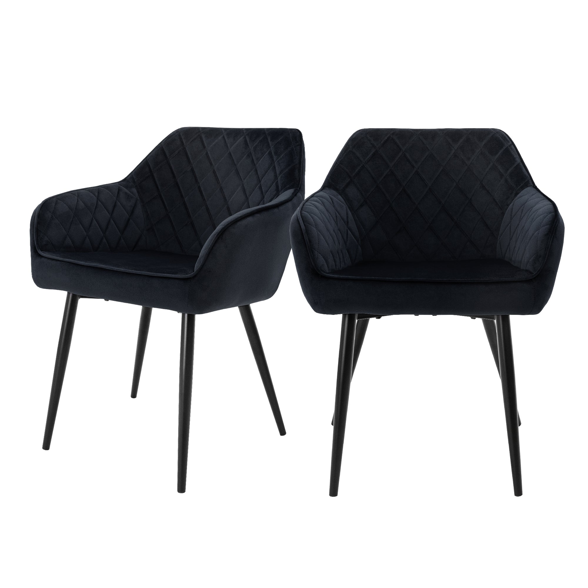 ECD Germany Möbel chaise velours noir losange x2 B-Ware