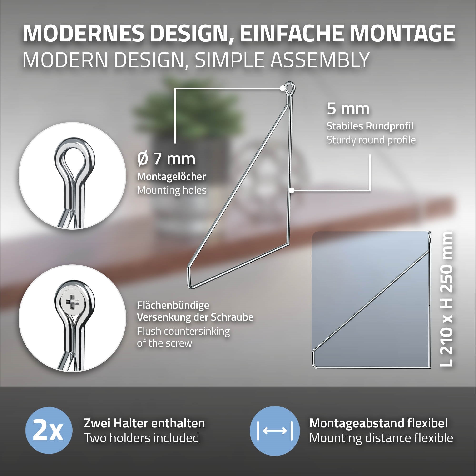 ECD Germany ML-Design Équerre Étagère Acier Argent 20x25 cm Lot 4