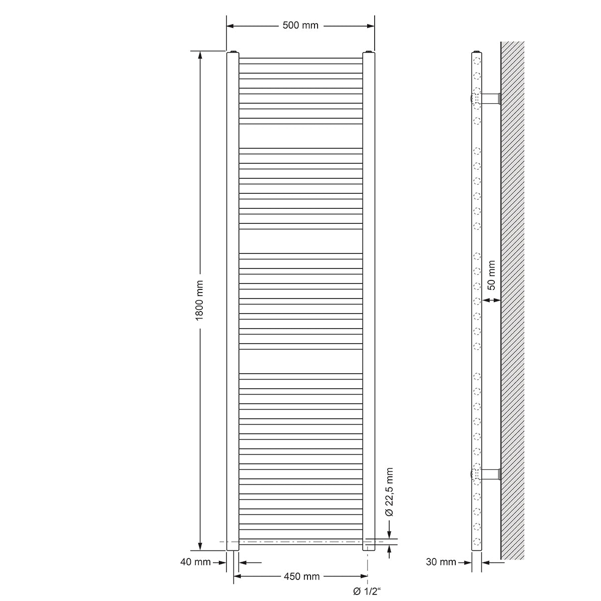 ECD Germany LuxeBath Radiateur sèche-serviettes 1200W blanc