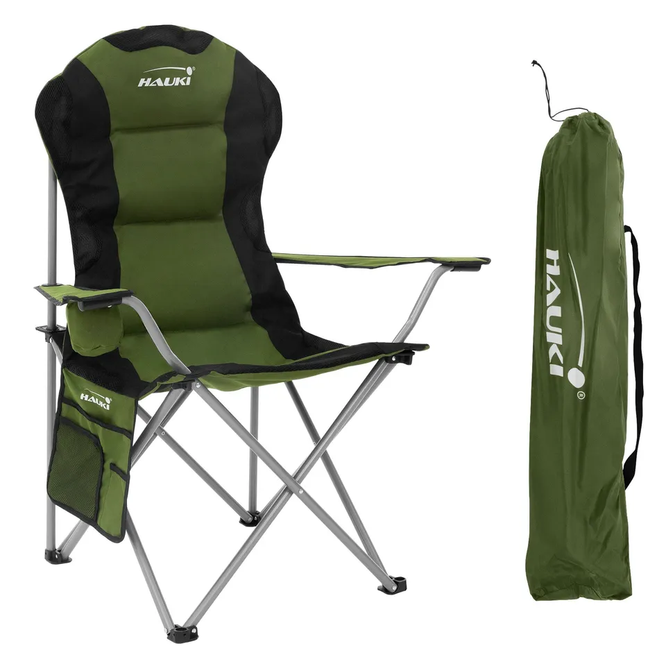 ECD Germany Hauki chaise camping pliable kaki 150 kg