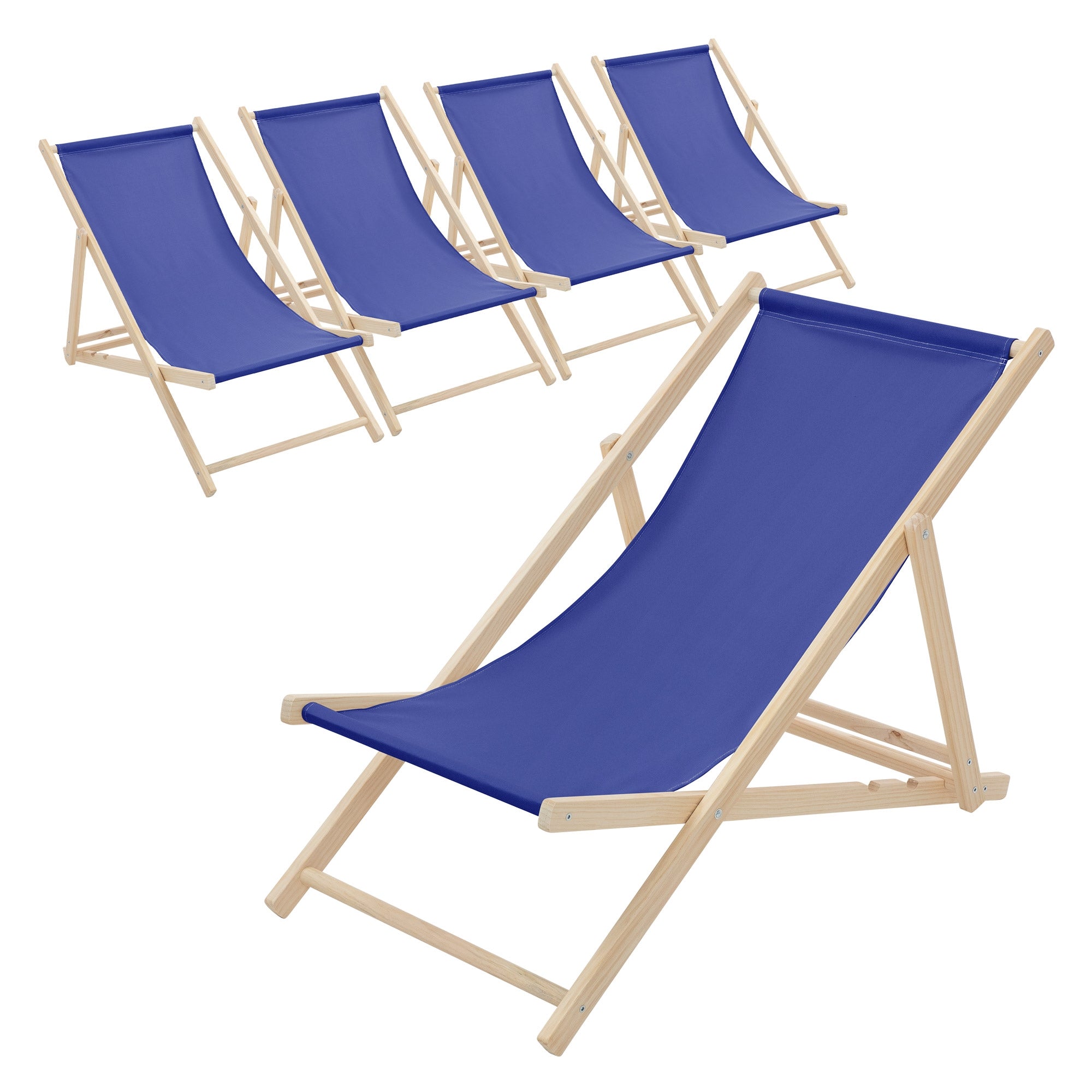 ECD Germany Sport & Freizeit transat bois bleu marine lot de 5