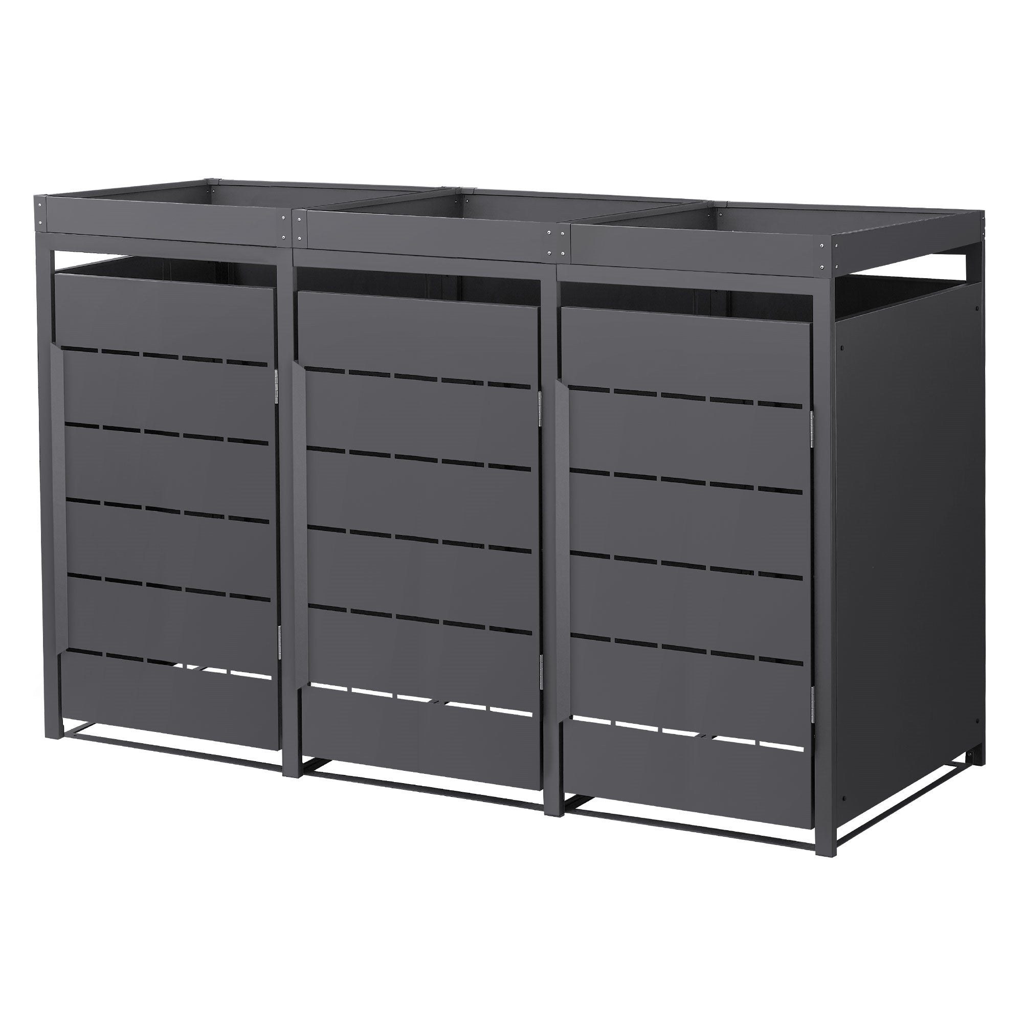 ECD Germany Garten cache poubelle acier 240L chêne foncé 1 place