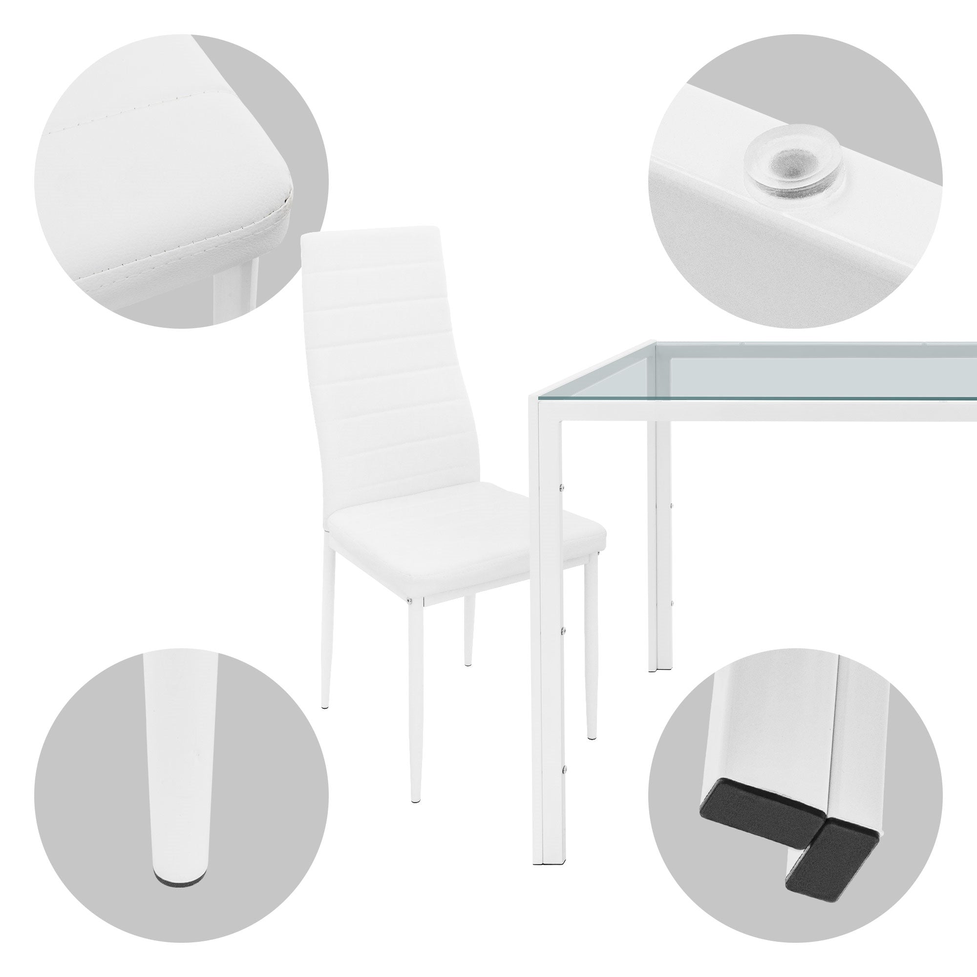 ECD Germany ML-Design Ensemble Table Verre + 4 Chaises Noires