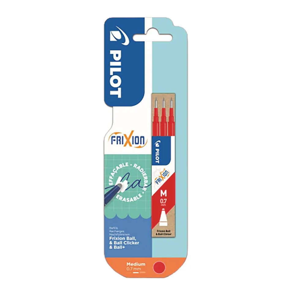 Pilot FriXion Lot 3 recharges Ball Clicker stylo rouge effaçable